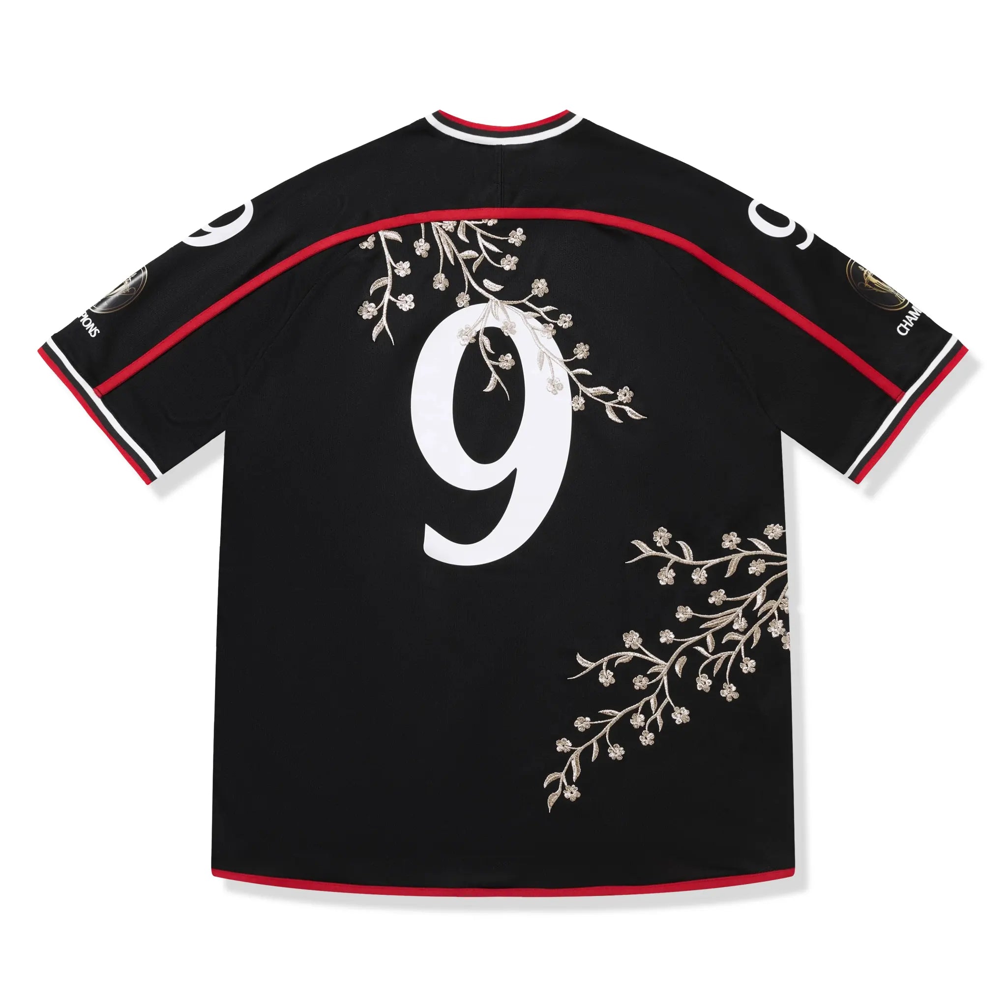 Back View of Supreme Floral Black Soccer Jersey (FW25) FW25KN22-BLACK
