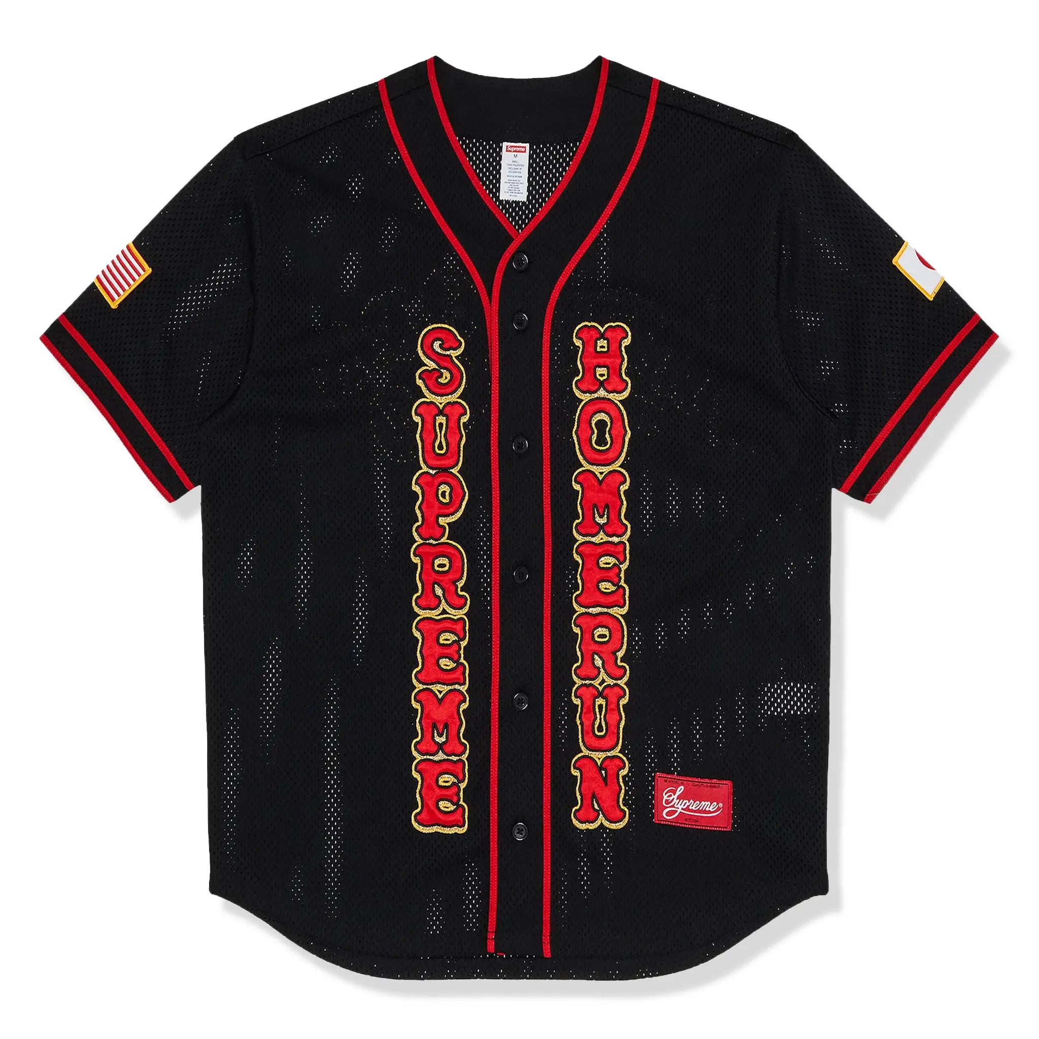 Front View of Supreme Homerun Black Baseball Jersey SS25KN70-BLACK