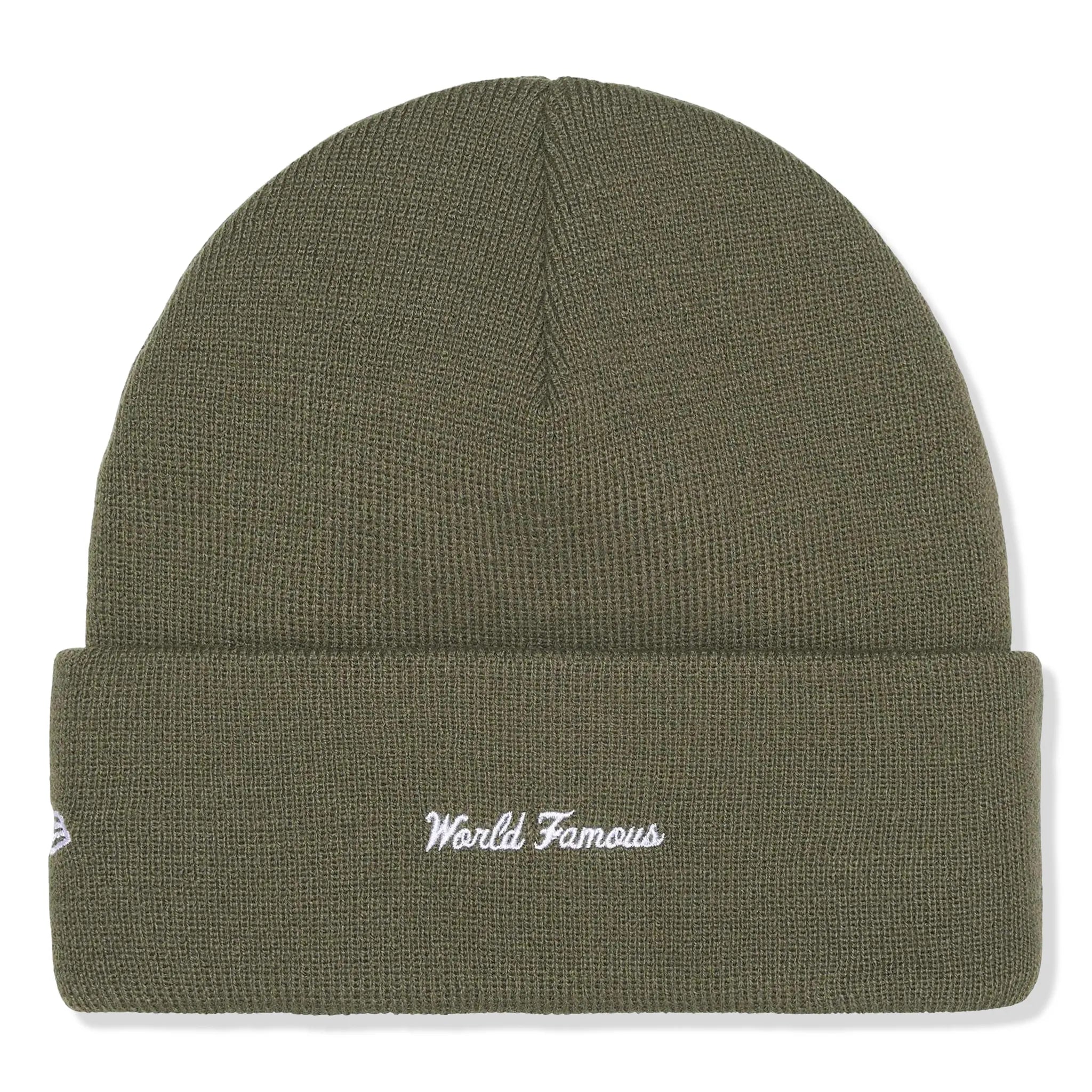 Back View of Supreme New Era Box Logo Light Olive Beanie (FW25) FW25BN5-LIGHT OLIVE
