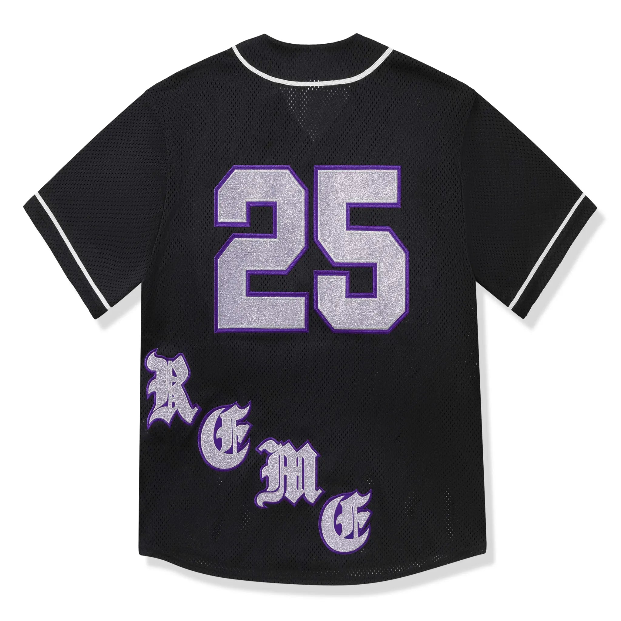 Back view of Supreme Old English Black Baseball Jersey