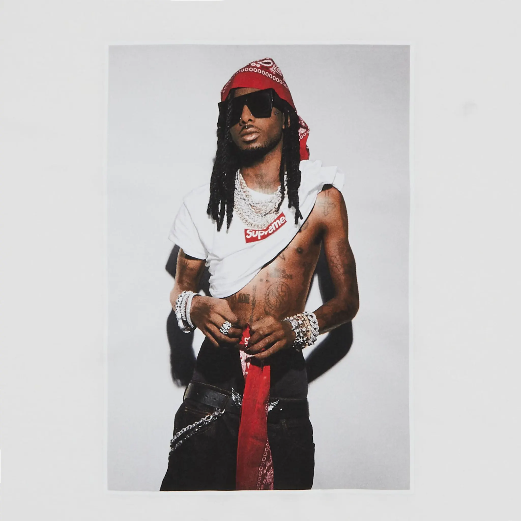 Detailed View of Supreme Playboi Carti White T Shirt FW25T50-WHITE