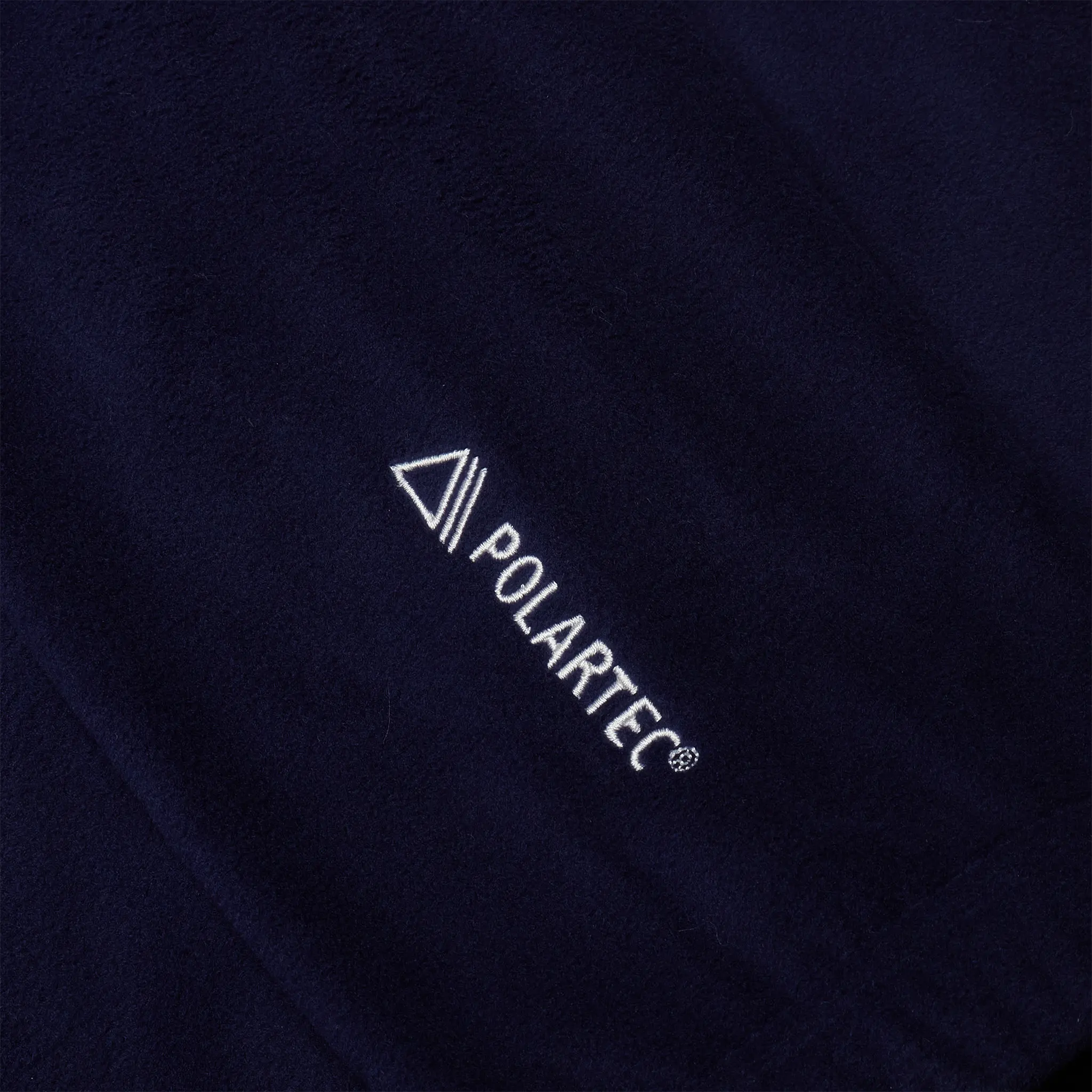 Sleeve detail view of Supreme Polartec Facemask Navy Half-Zip Hoodie (FW24) FW24SW4 NAVY