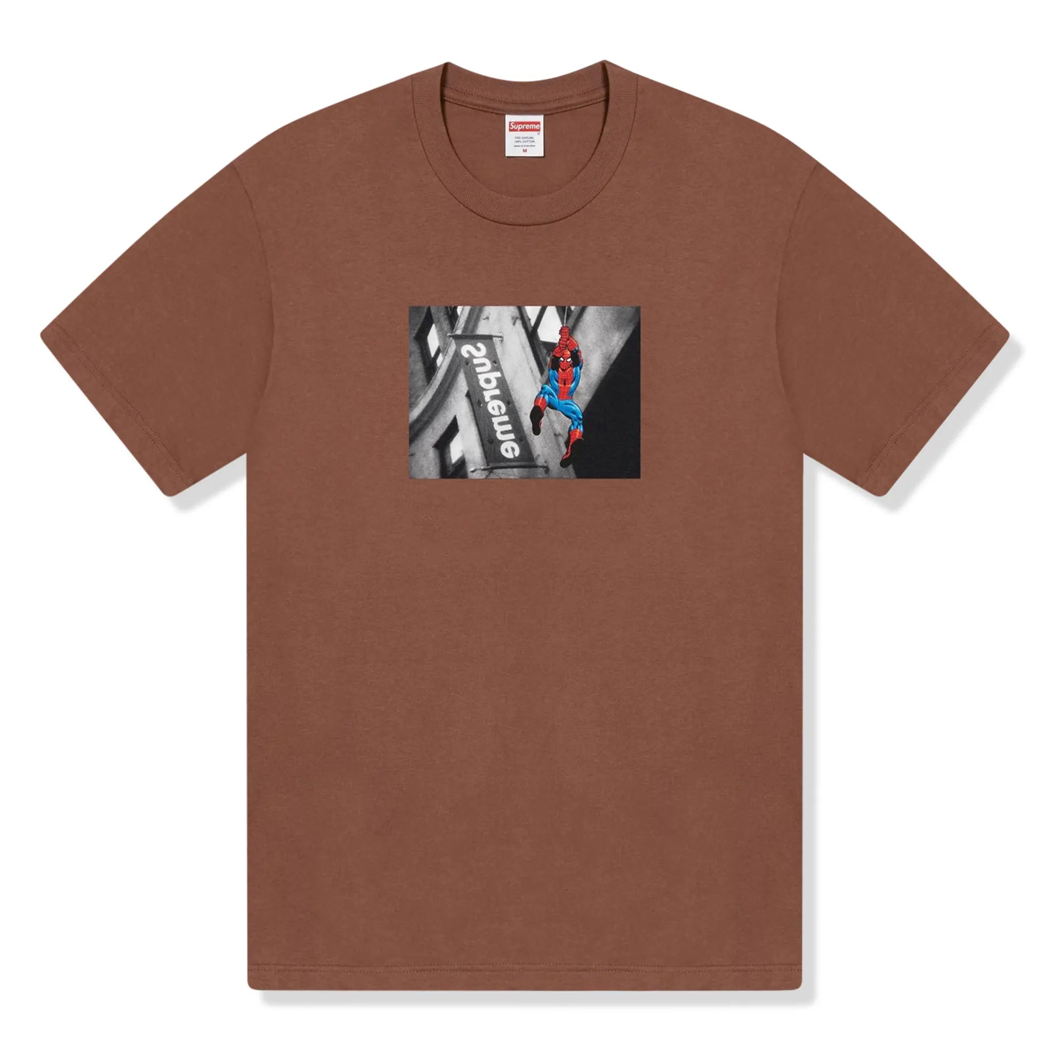 Front View of Supreme Spider Man Brown T-Shirt (SS26) SS26T56 BROWN