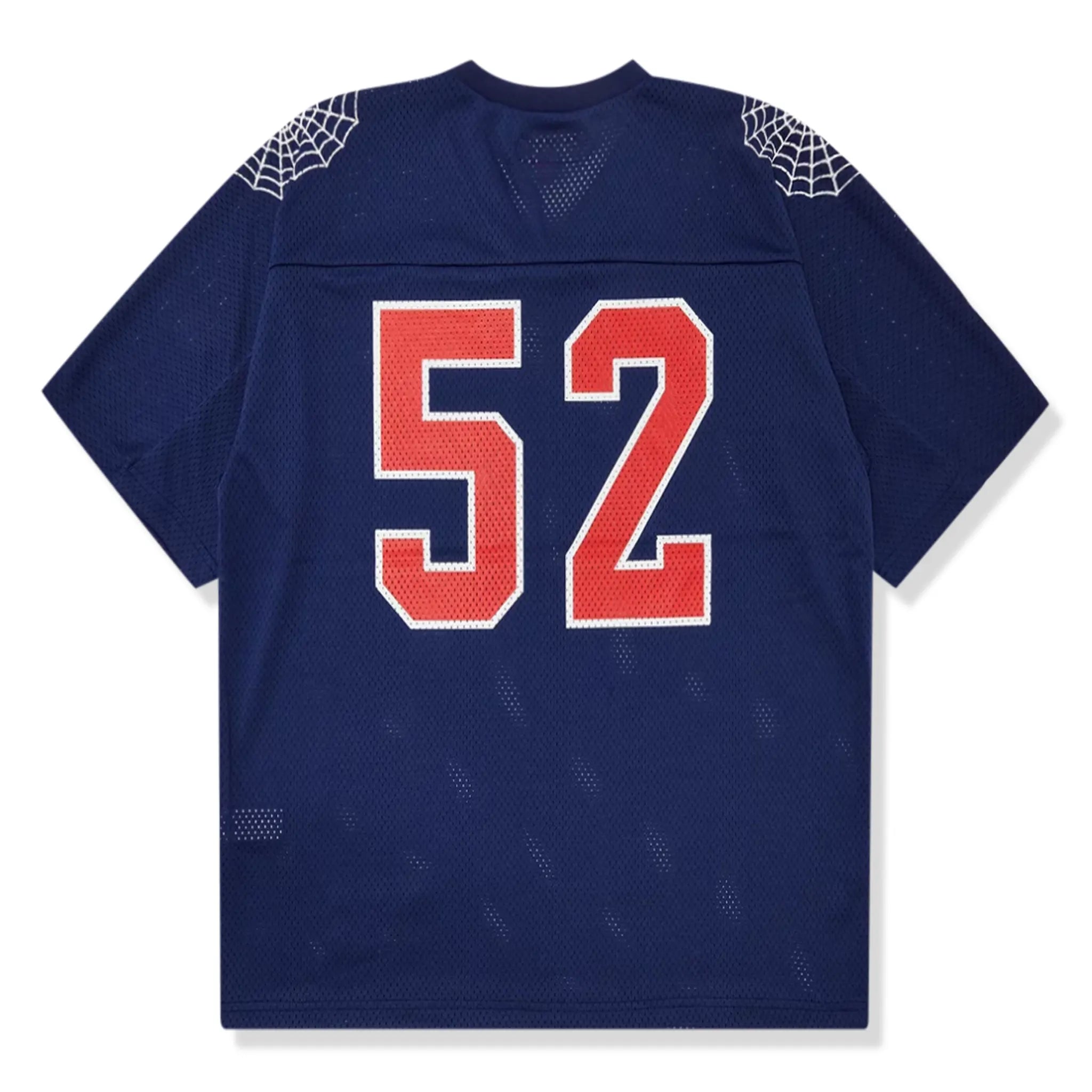 Back view of Supreme Spiderweb Navy Blue Football Jersey SS24KN63 NAVY