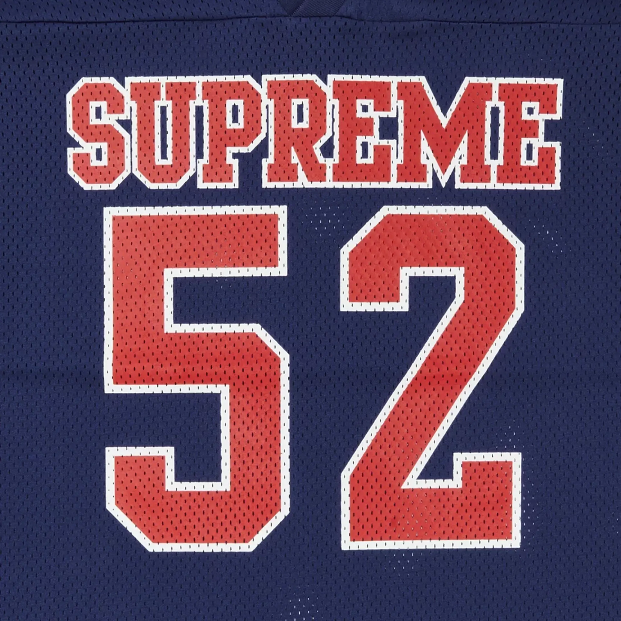 Detail view of Supreme Spiderweb Navy Blue Football Jersey SS24KN63 NAVY