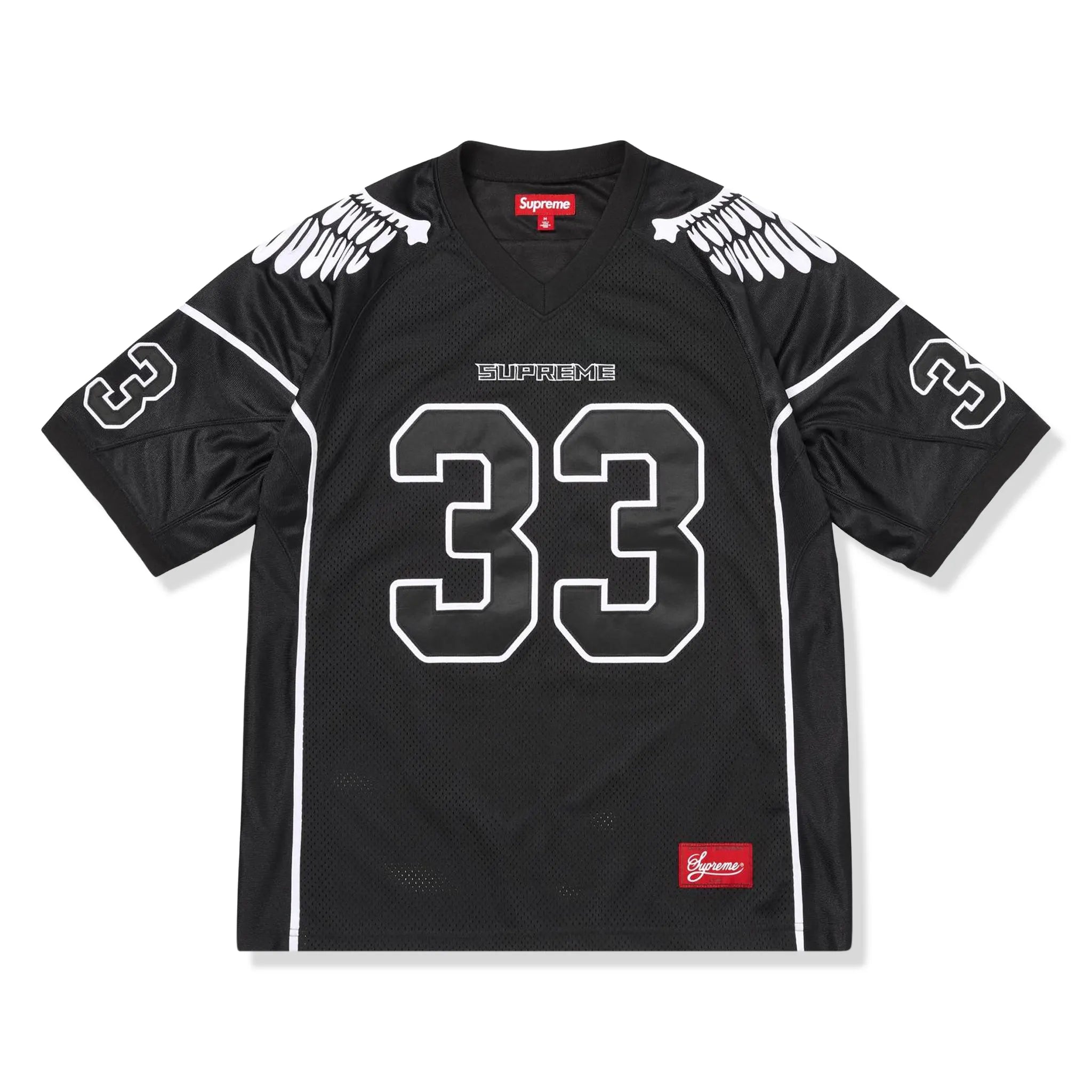Front View of Supreme Wings Black Football Jersey SS26KN104-BLACK