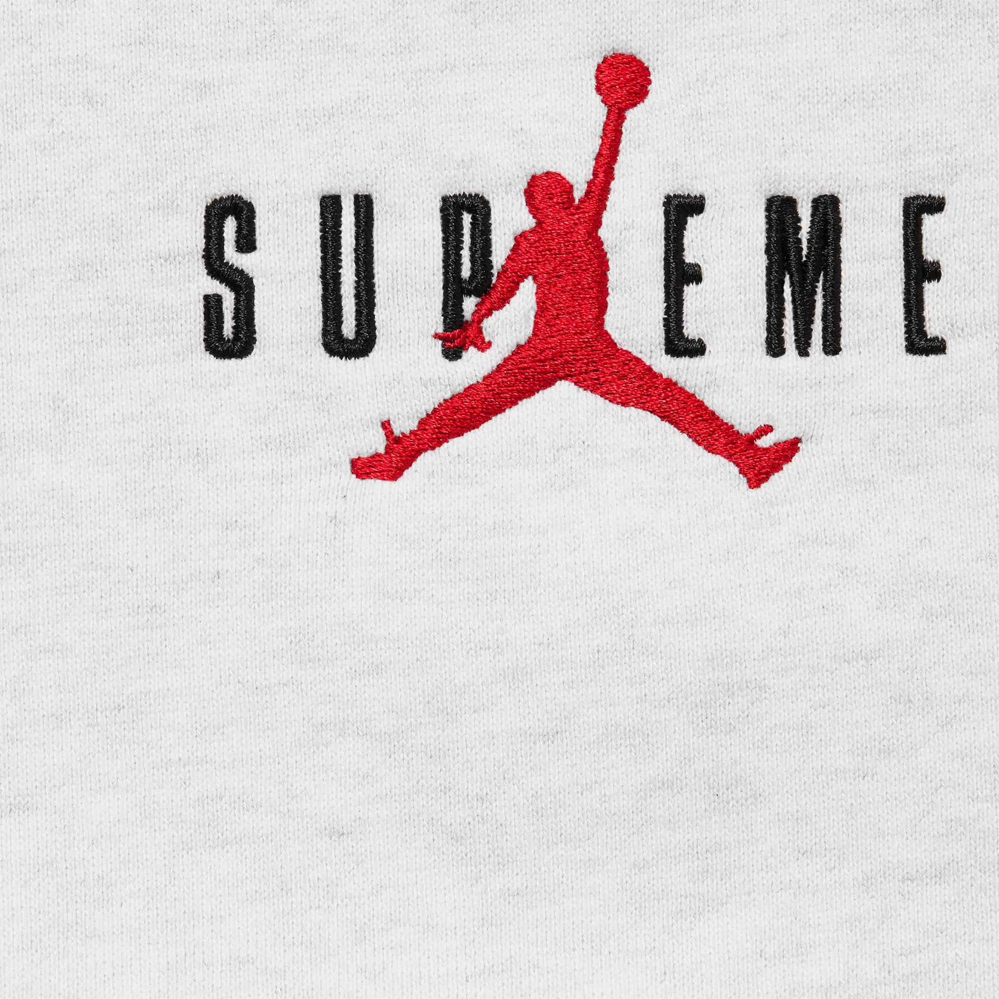 Logo view of Supreme x Jordan Ash Grey Hoodie (FW24) FW24SW1 ASH GREY