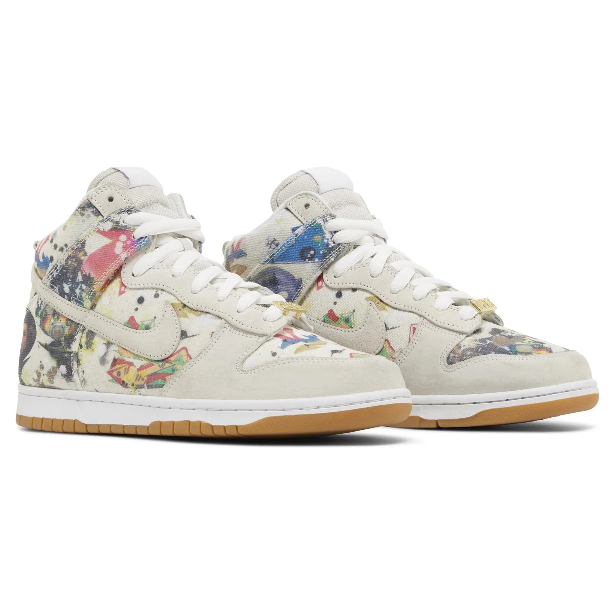 Front side view of Supreme x Nike SB Dunk High Rammellzee FD8779-100