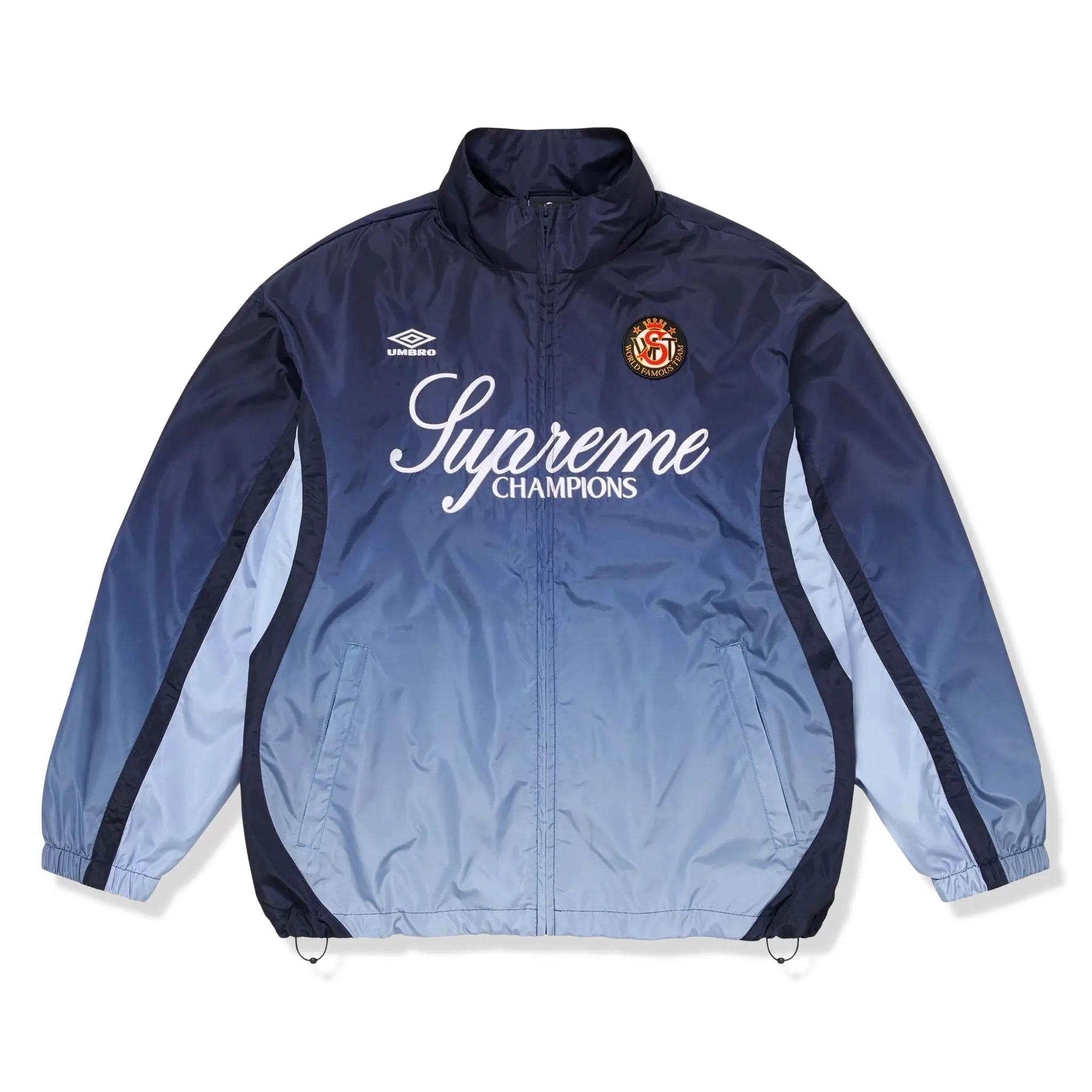 Front View of Supreme x Umbro Gradient Navy Track Jacket (FW25) FW25J81-NAVY