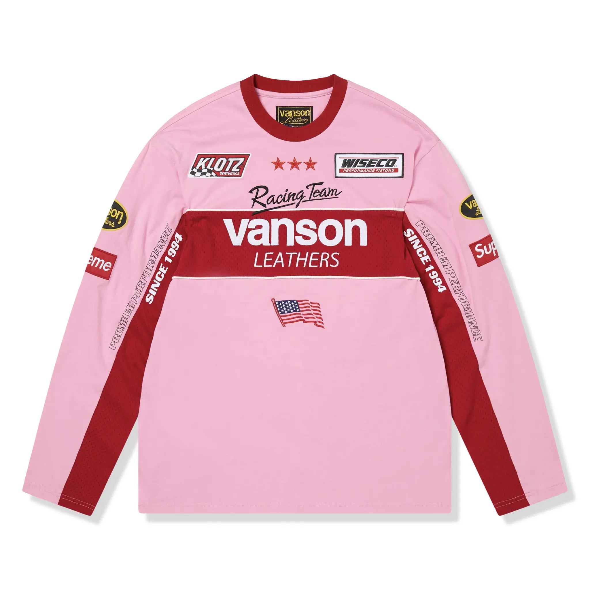 Front View of Supreme x Vanson L/S Pink Top