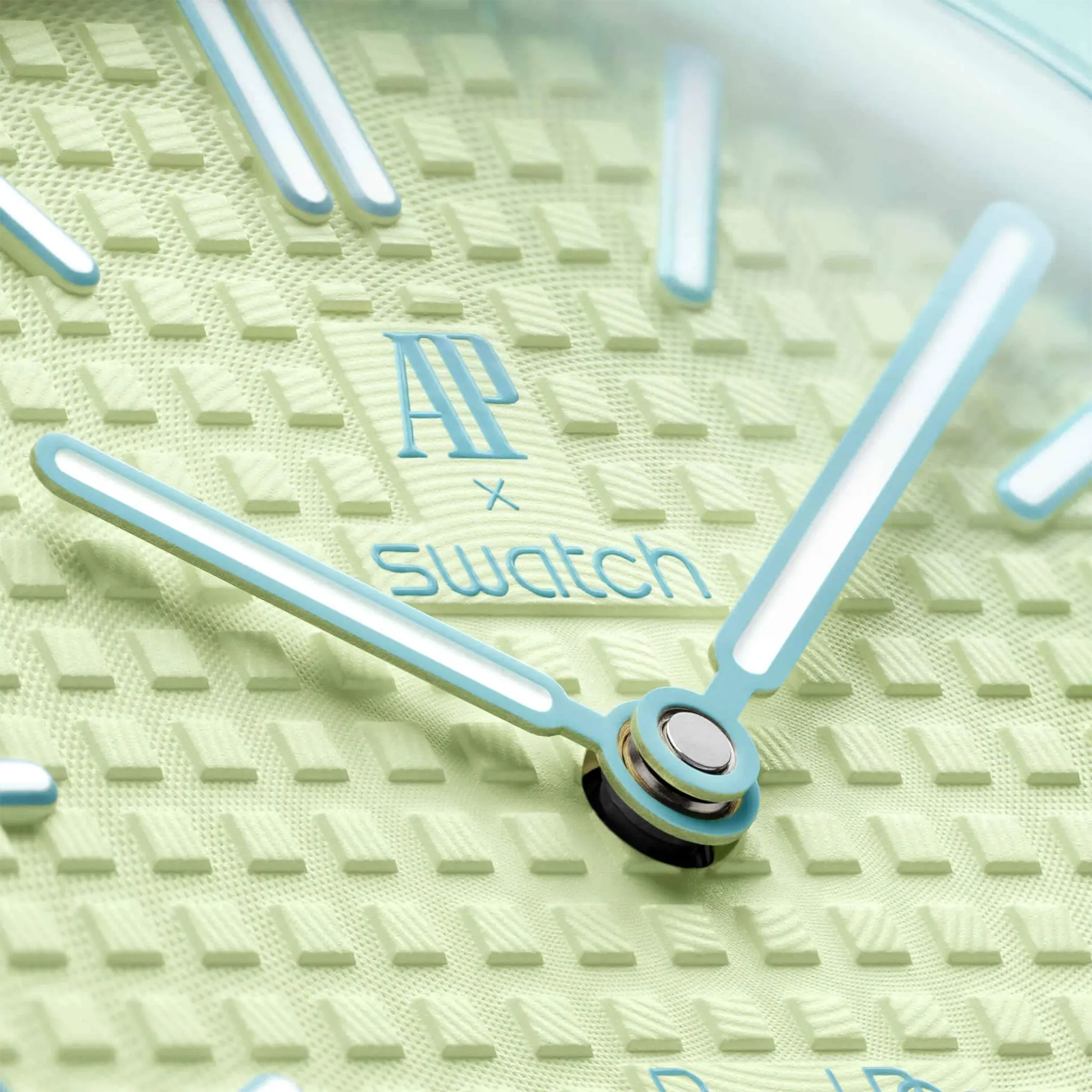 Detailed View of Swatch x Audemars Piguet Royal Pop Blaue Acht With Rubber Strap SSX03L101N