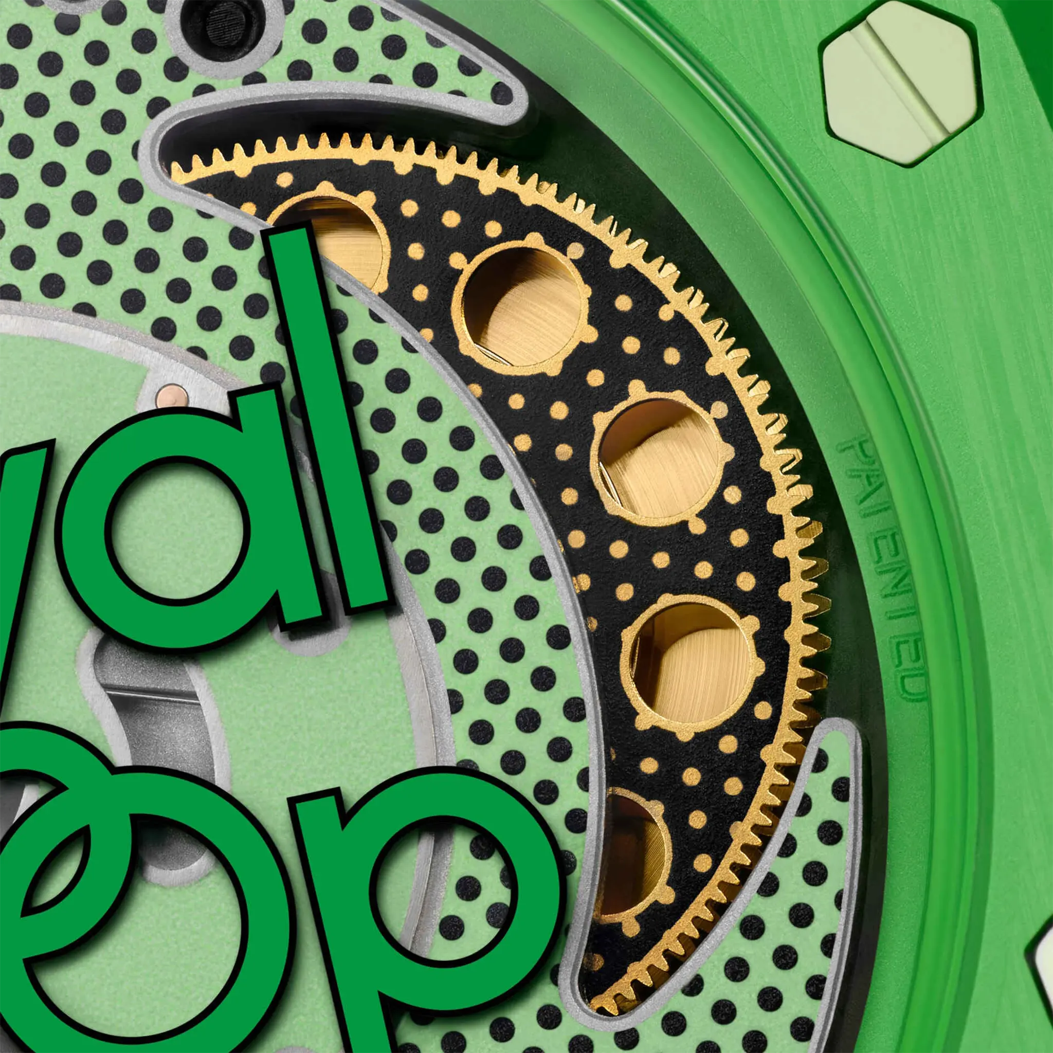 Detailed View of Swatch x Audemars Piguet Royal Pop Green Eight SSX03G100N