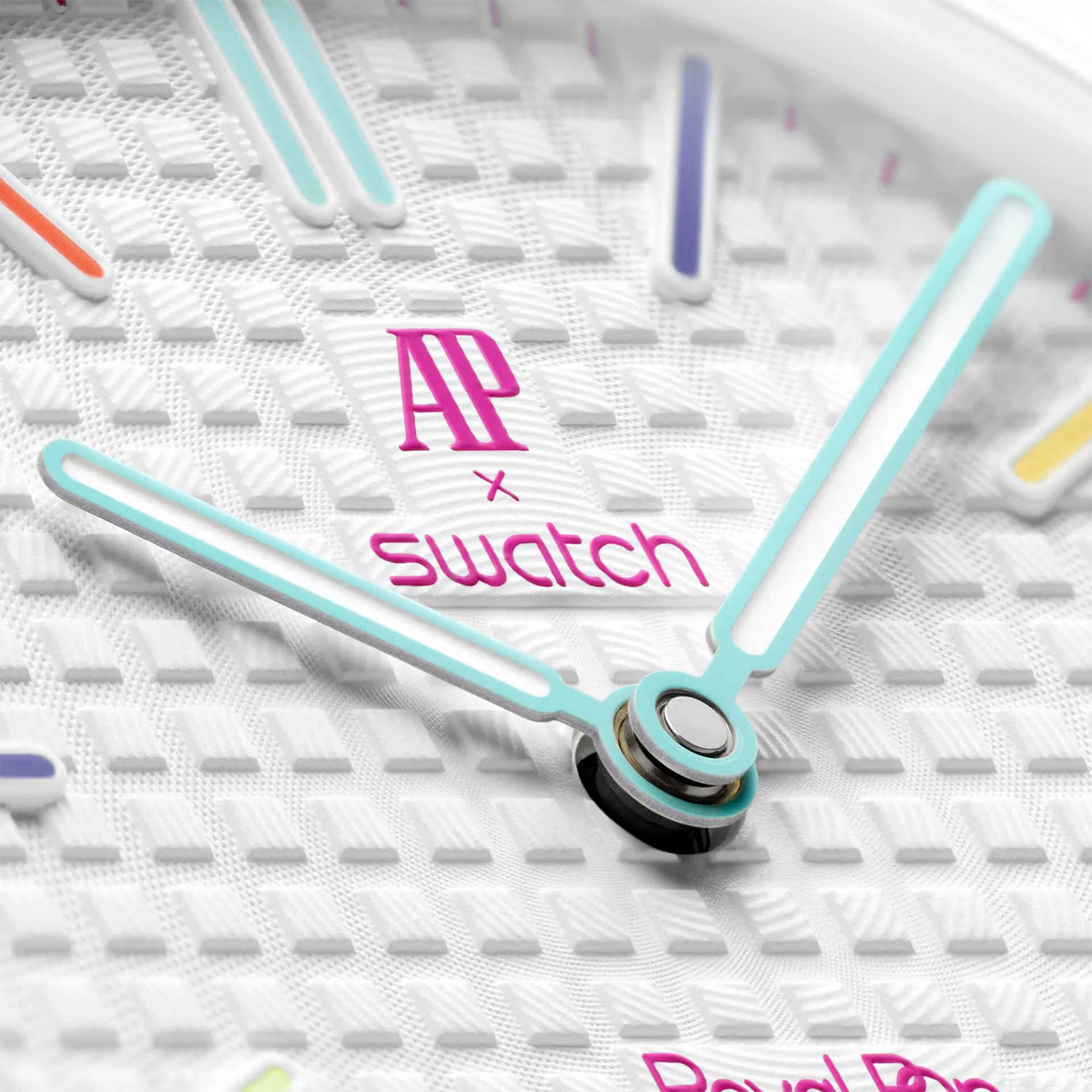 Detailed View of Swatch x Audemars Piguet Royal Pop Huit Blanc SSX03W100N