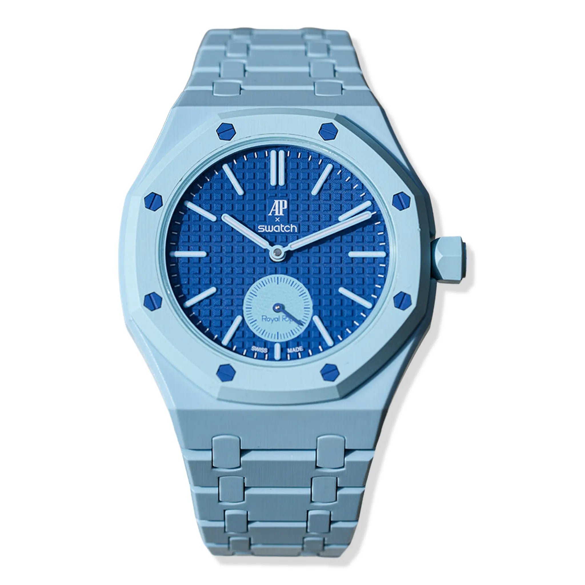 Front View of Swatch x Audemars Piguet Royal Pop Lan Ba With Bio Ceramic Strap