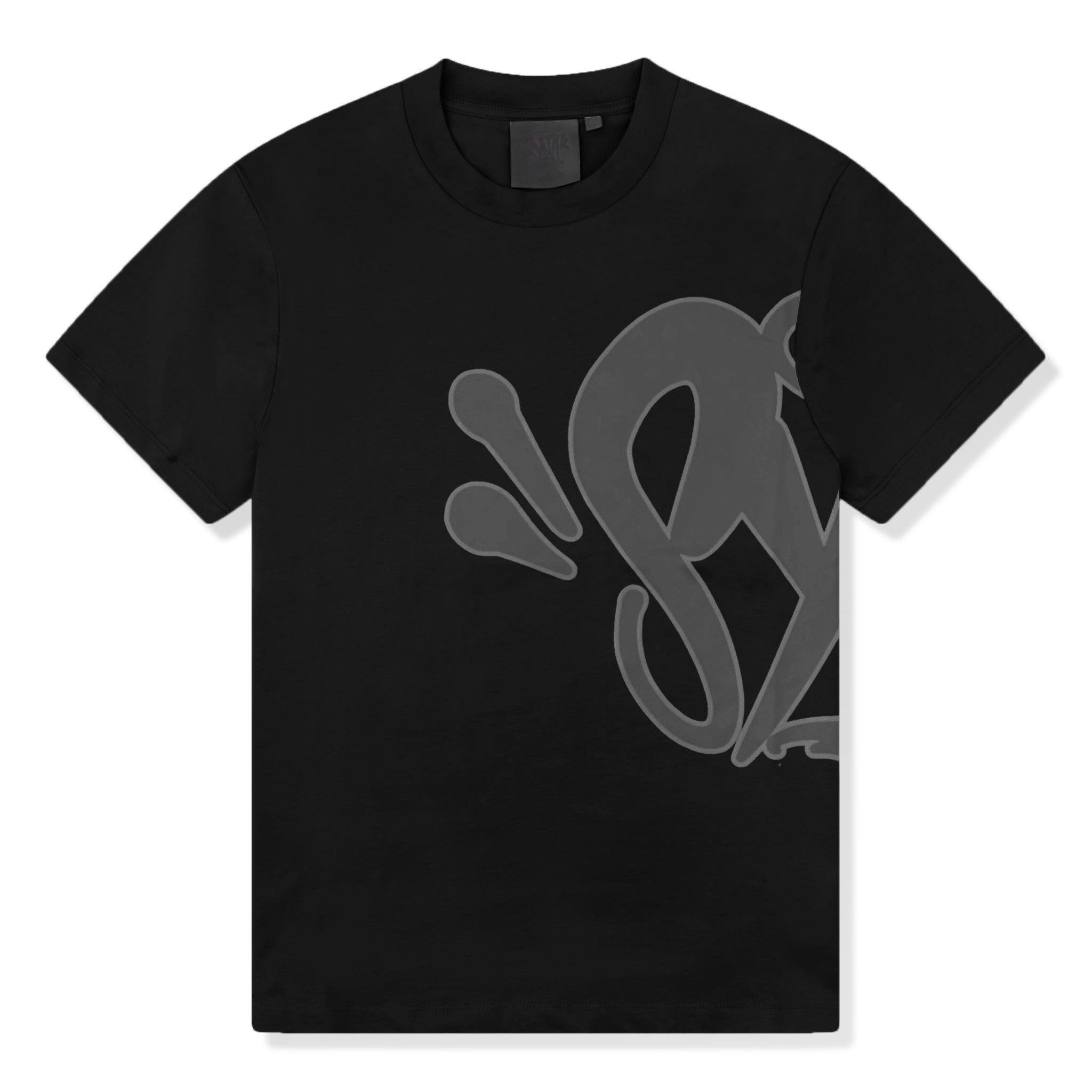 Front view of syna world logo black t-shirt & shorts syna-sht-blk