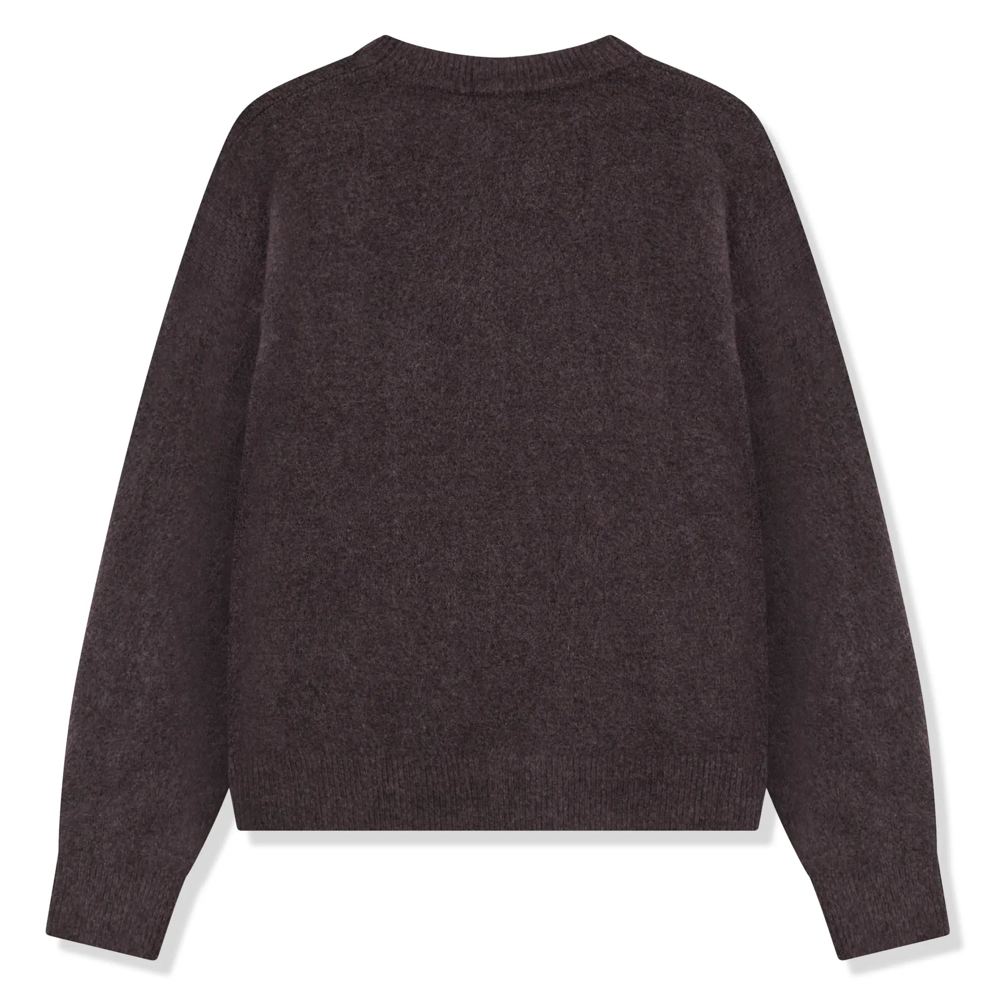 Back View of The Couture Club Emblem Fluffy Knit Brown Sweatshirt TCCM3372