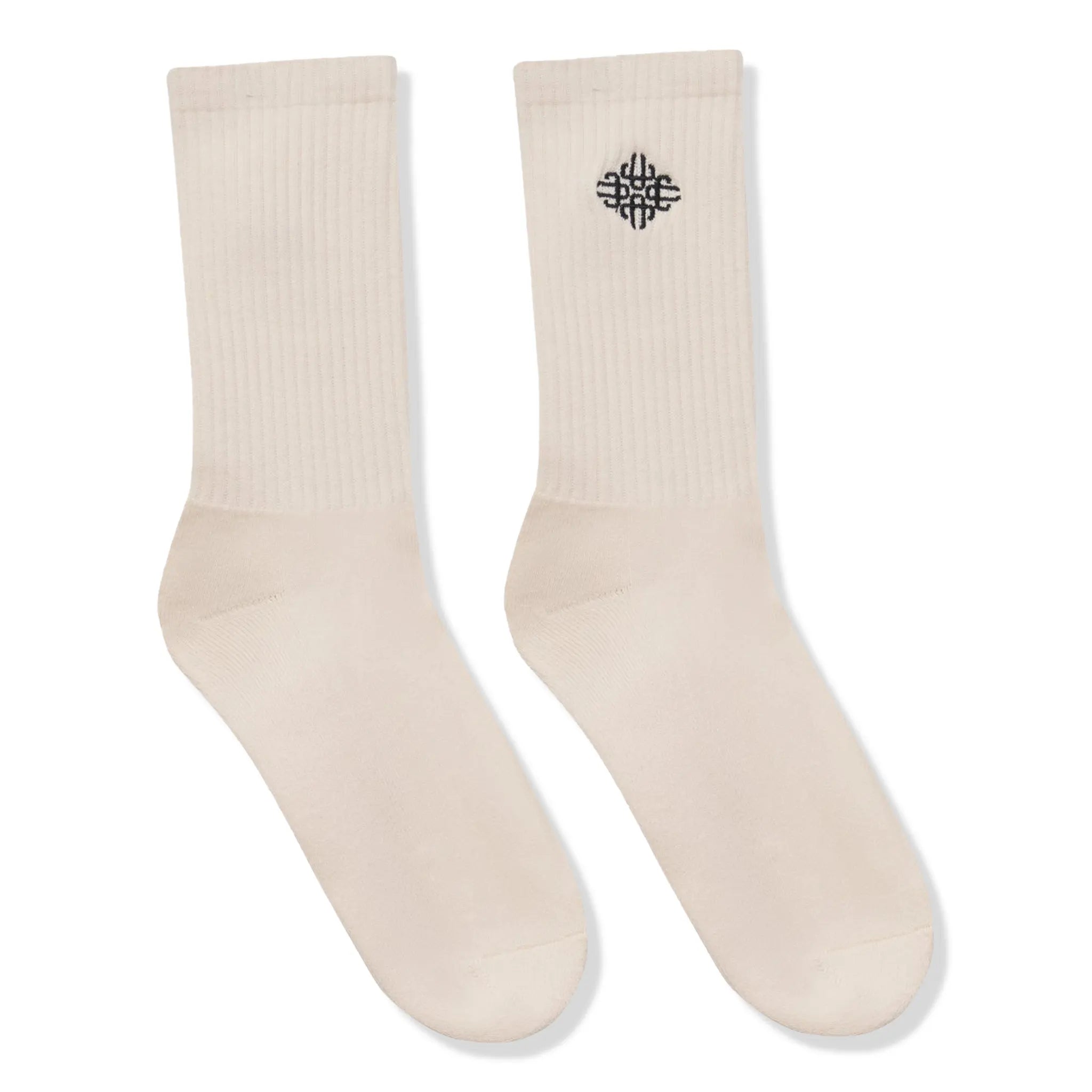 Front Back View of The Couture Club Emblem Sports Off White Socks