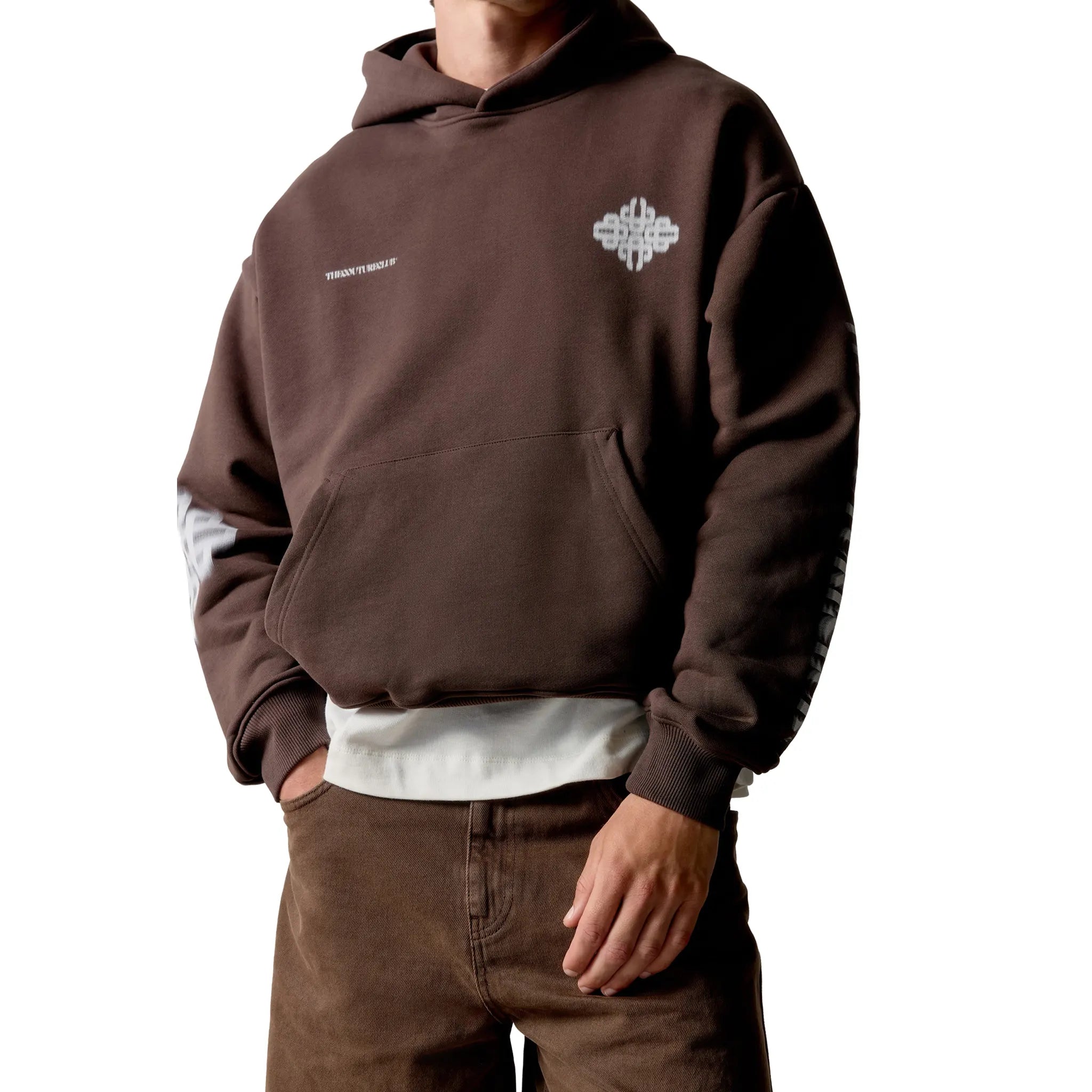 The Couture Club Motion Blurred Emblem Brown Hoodie