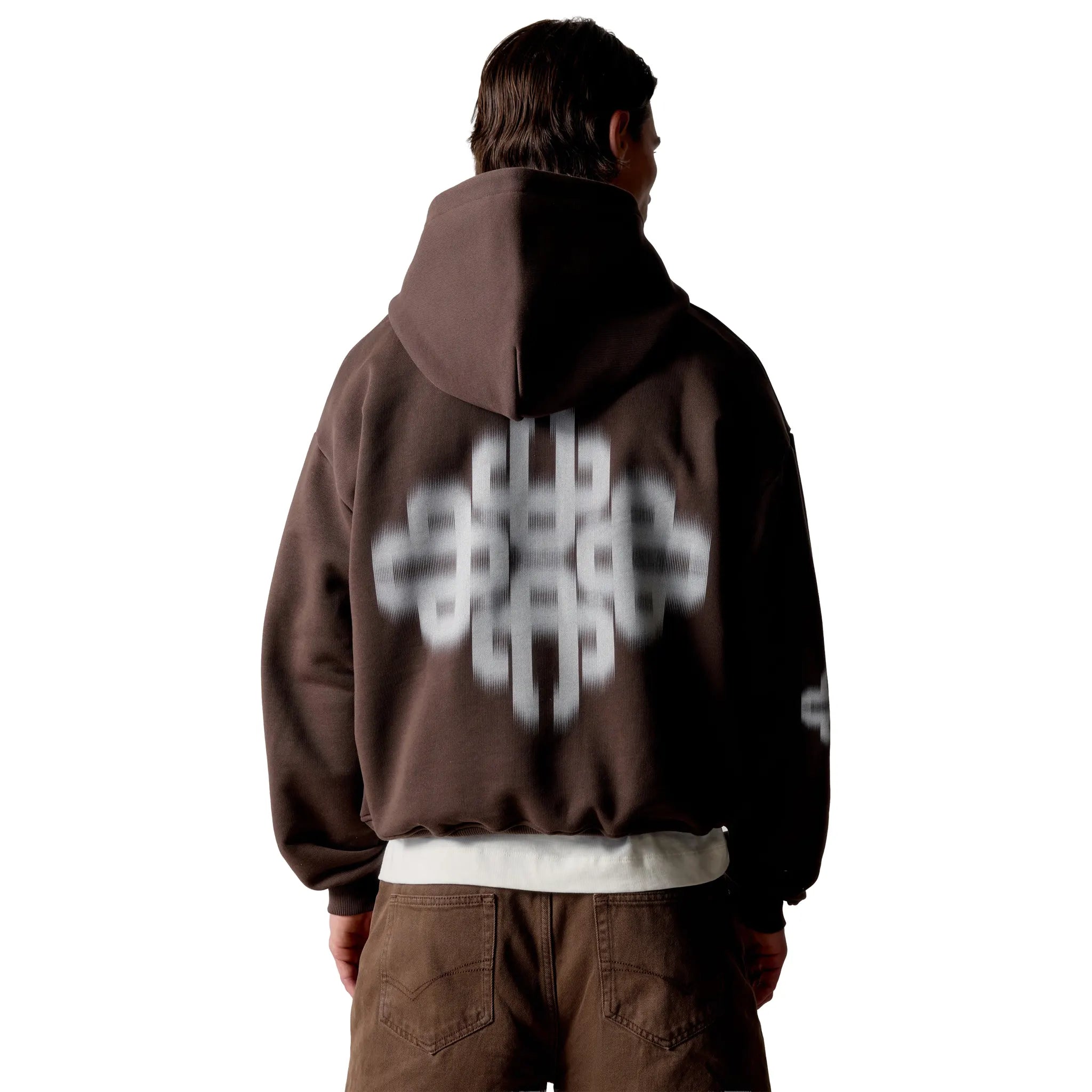 The Couture Club Motion Blurred Emblem Brown Hoodie