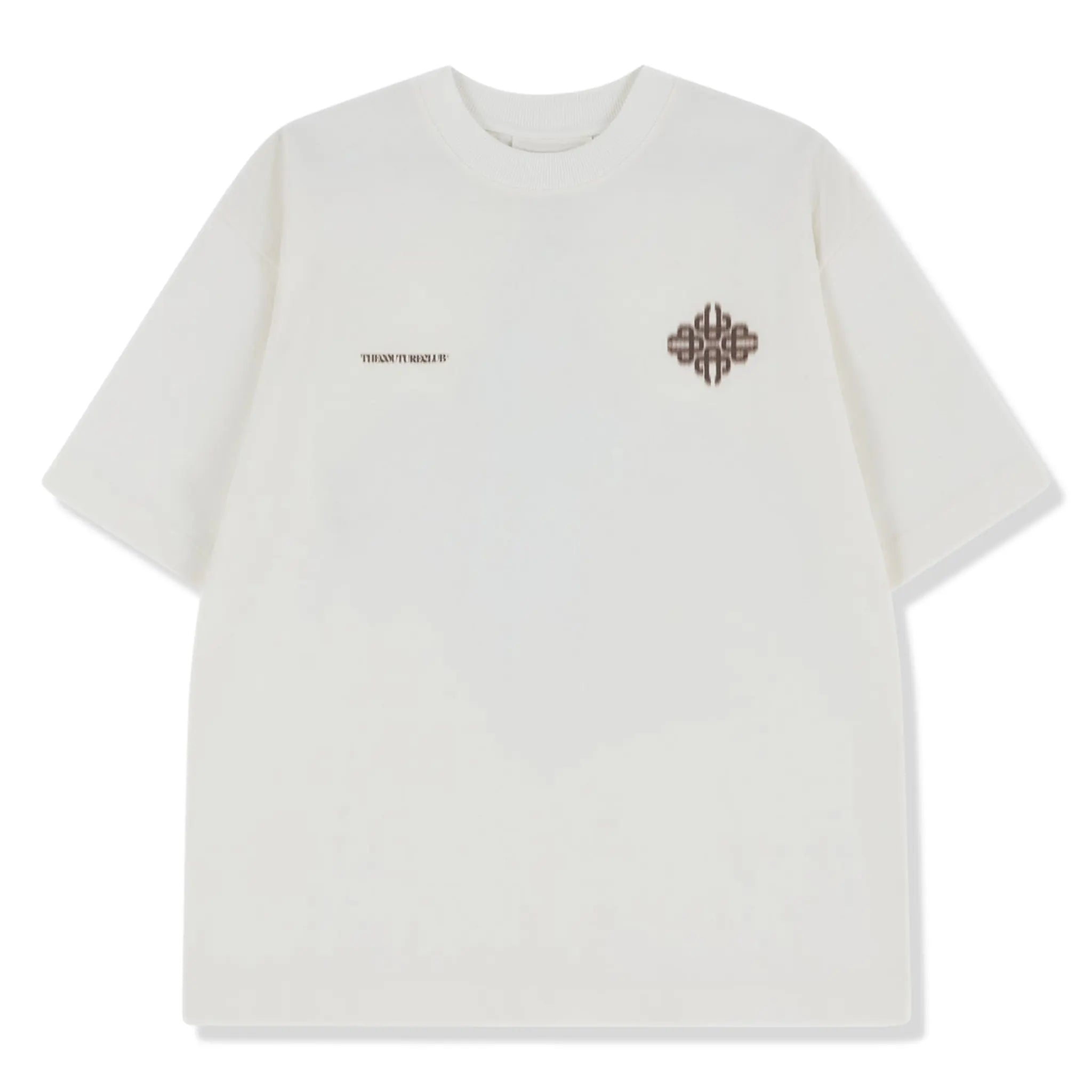 Front View of The Couture Club Motion Blurred Emblem Off White T-Shirt