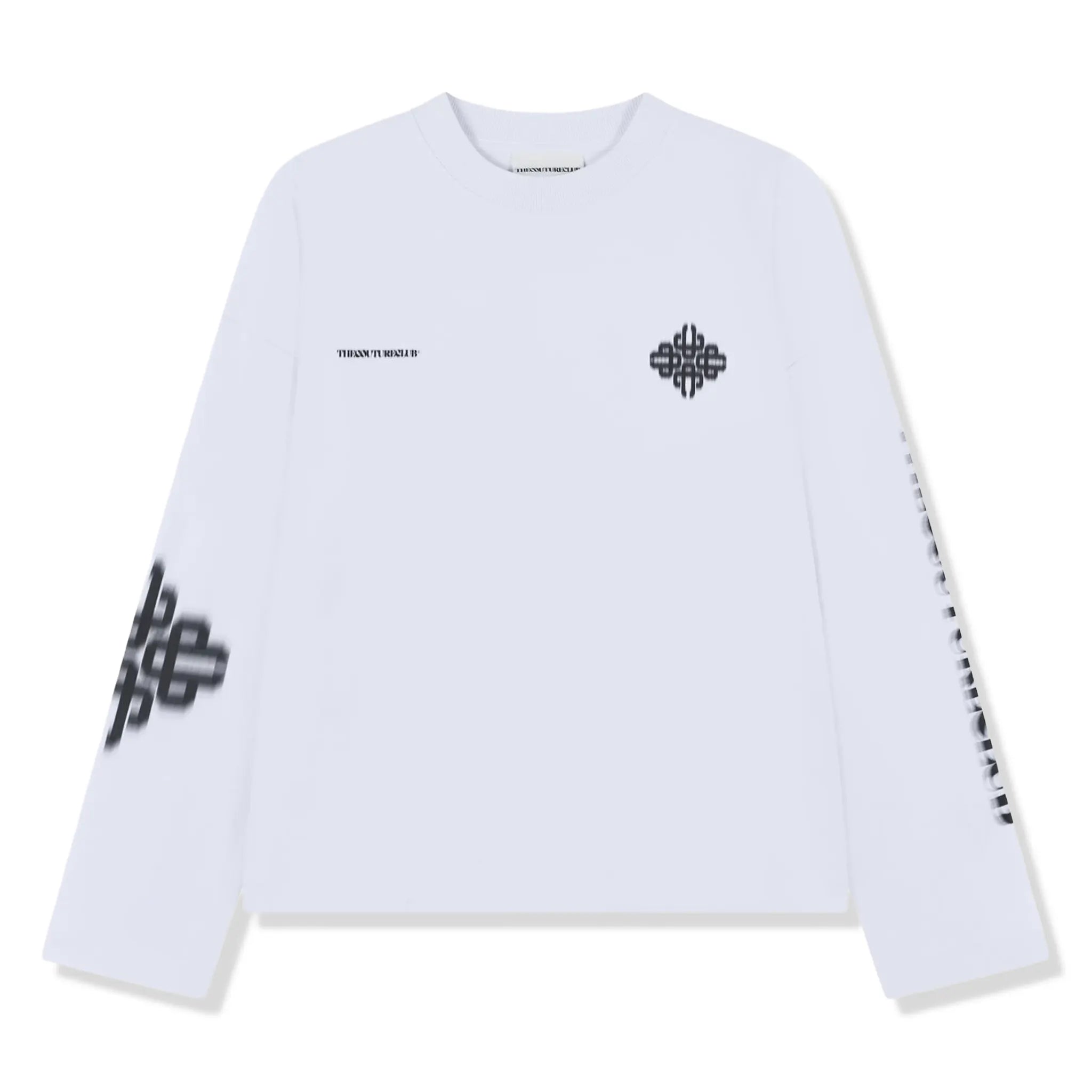 Front View of The Couture Club Motion Blurred L/S White T-Shirt