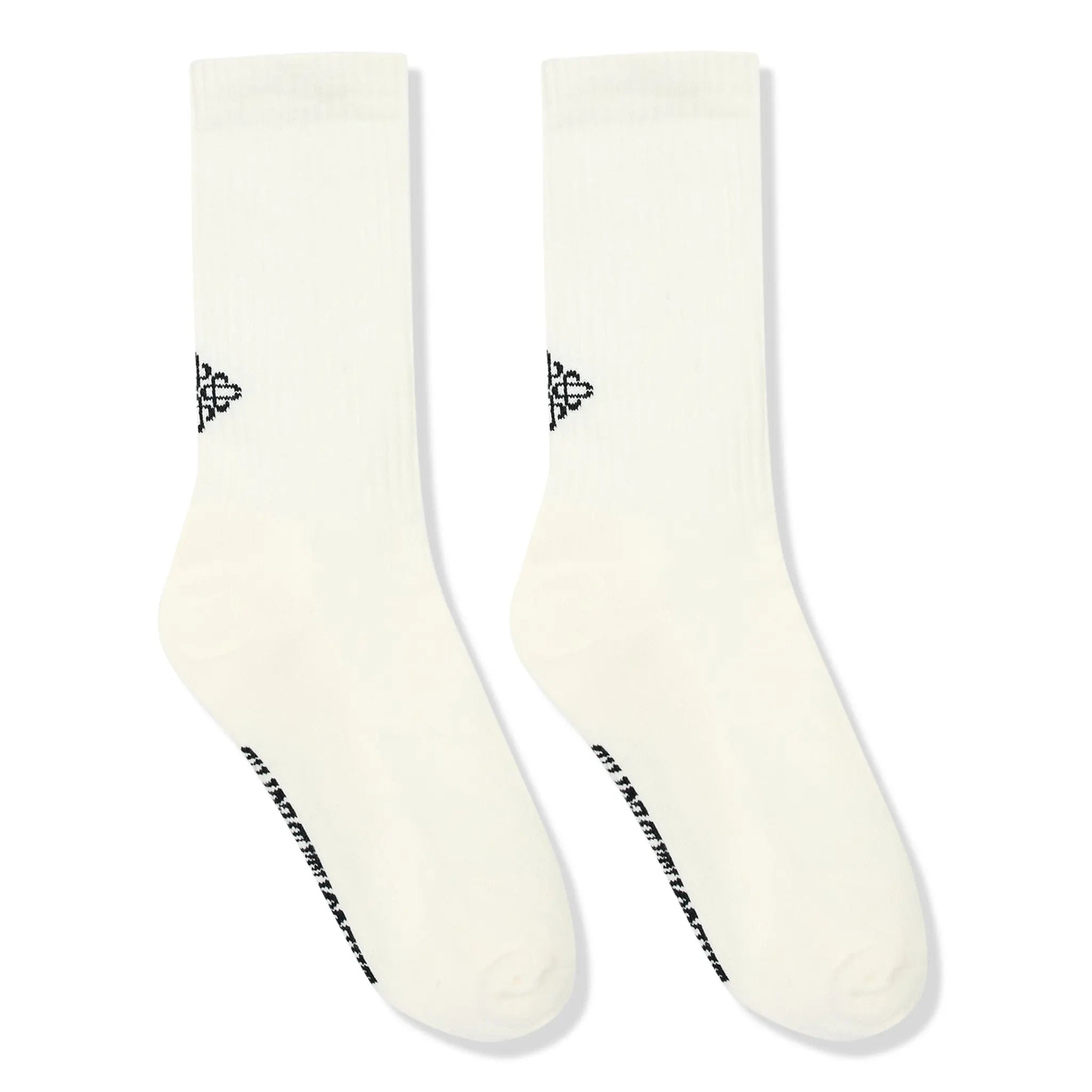 Front View of The Couture Club Reverse Emblem Copyright Off White Socks