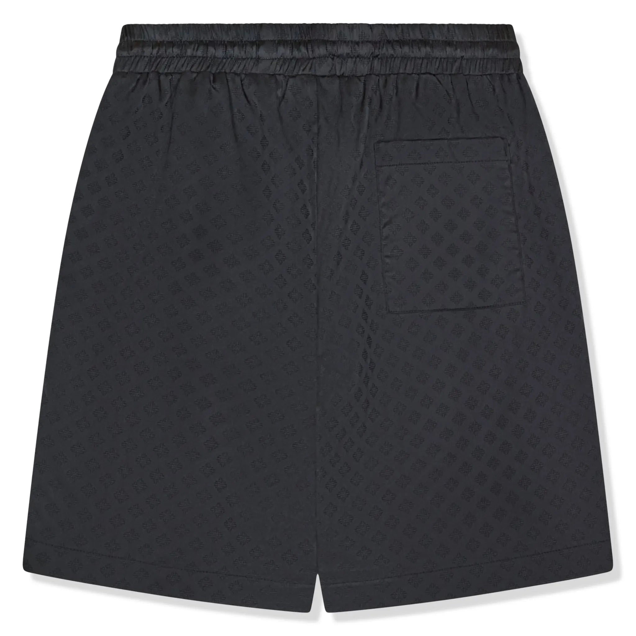 Back View of The Couture Club Satin Jacquard Black Shorts