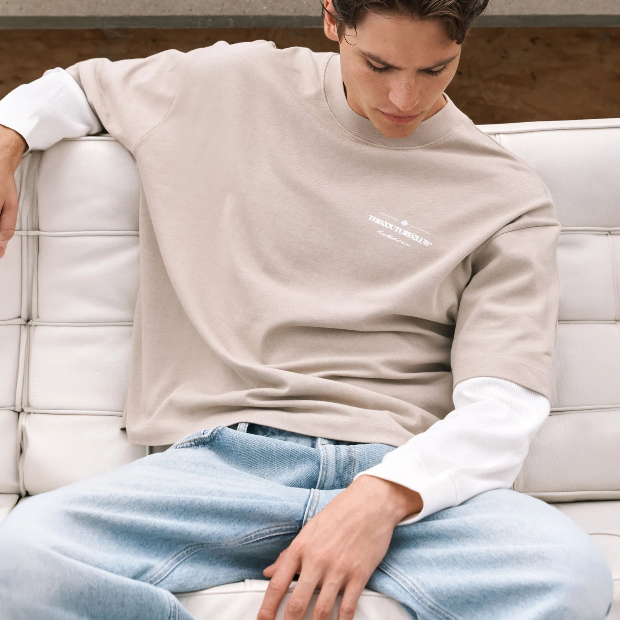 Detailed Front View of The Couture Club Waffle Double Layer Graphic L/S Mushroom T-Shirt