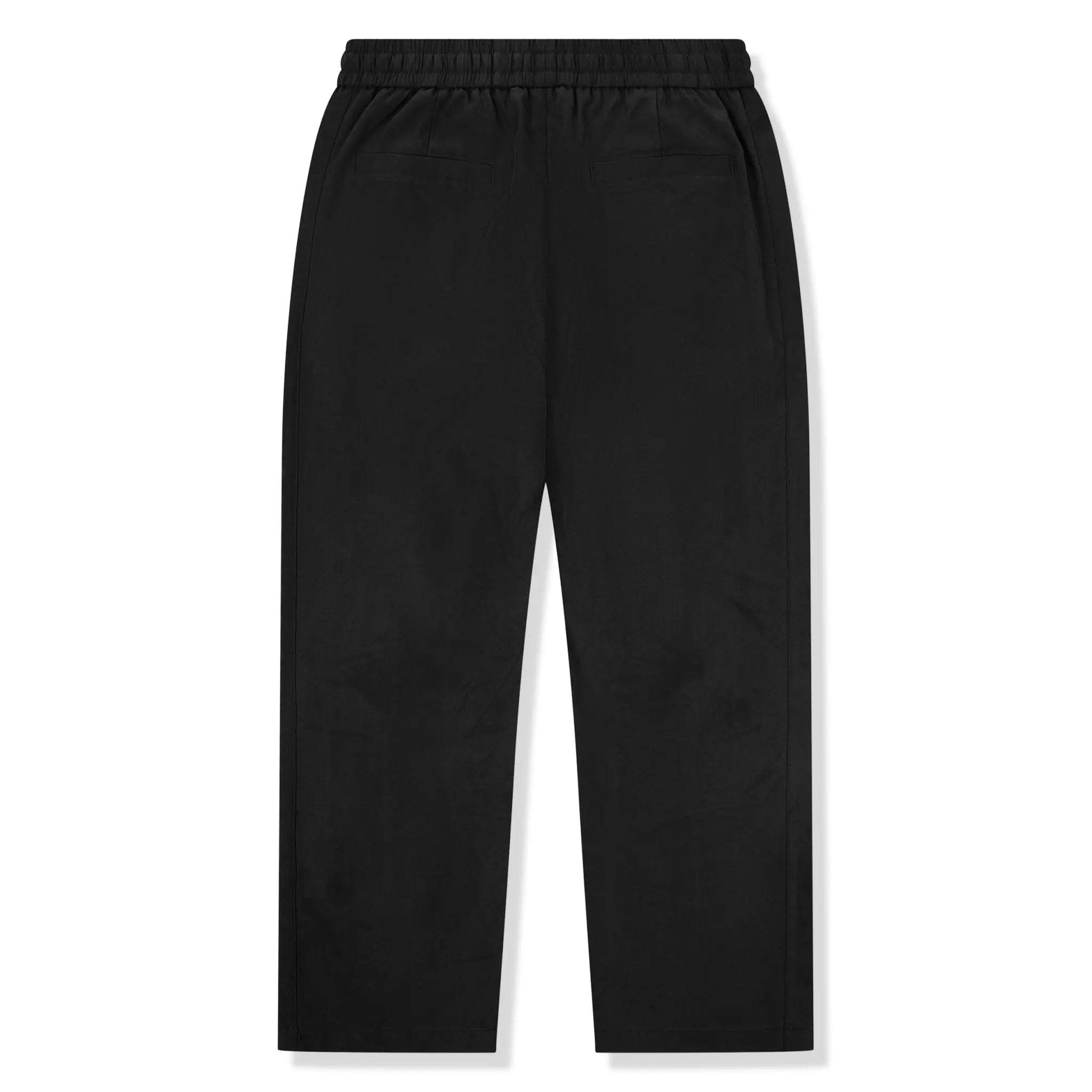 Front View of The Couture Cupro Panelled Black Trousers