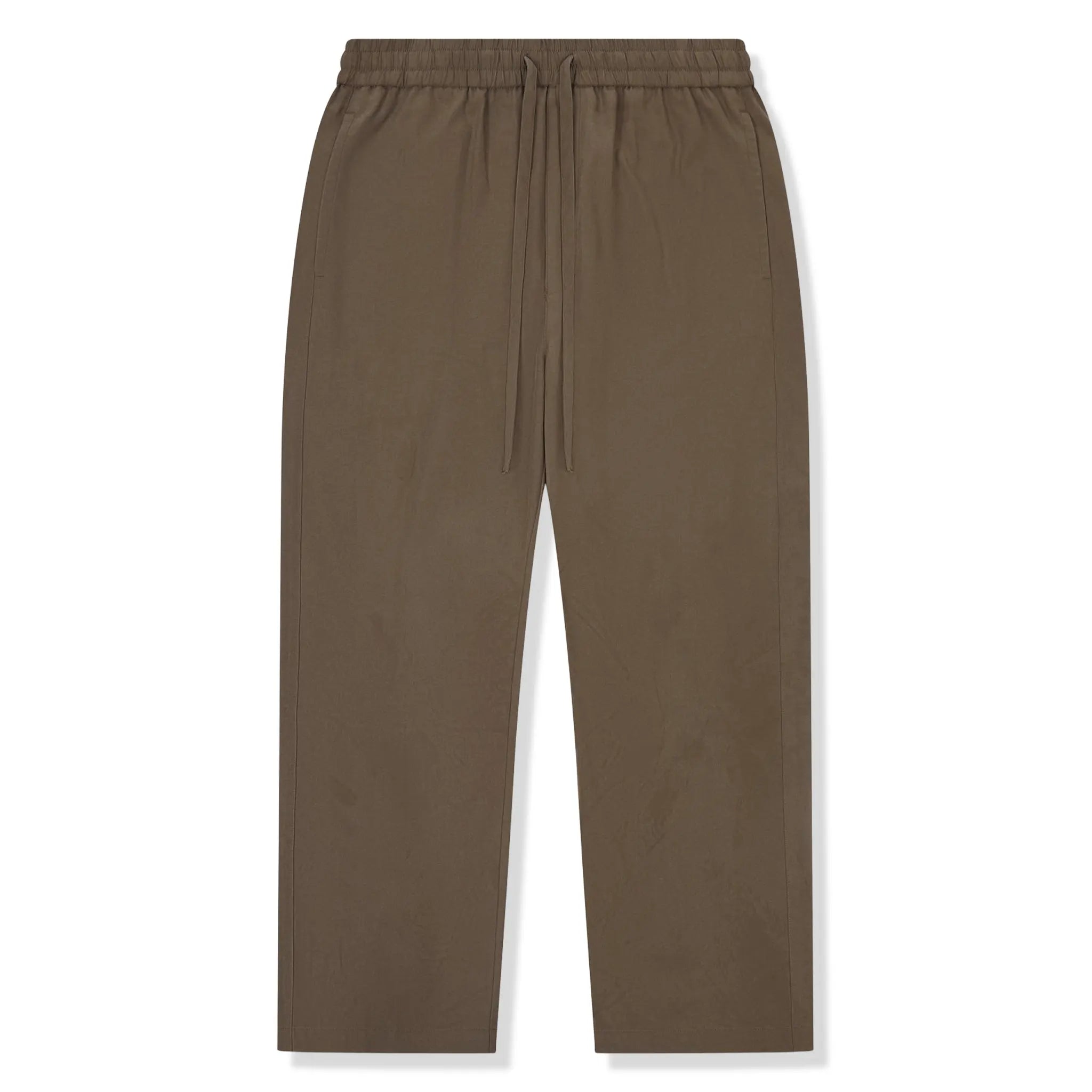 Front View of The Couture Cupro Panelled Brown Trousers