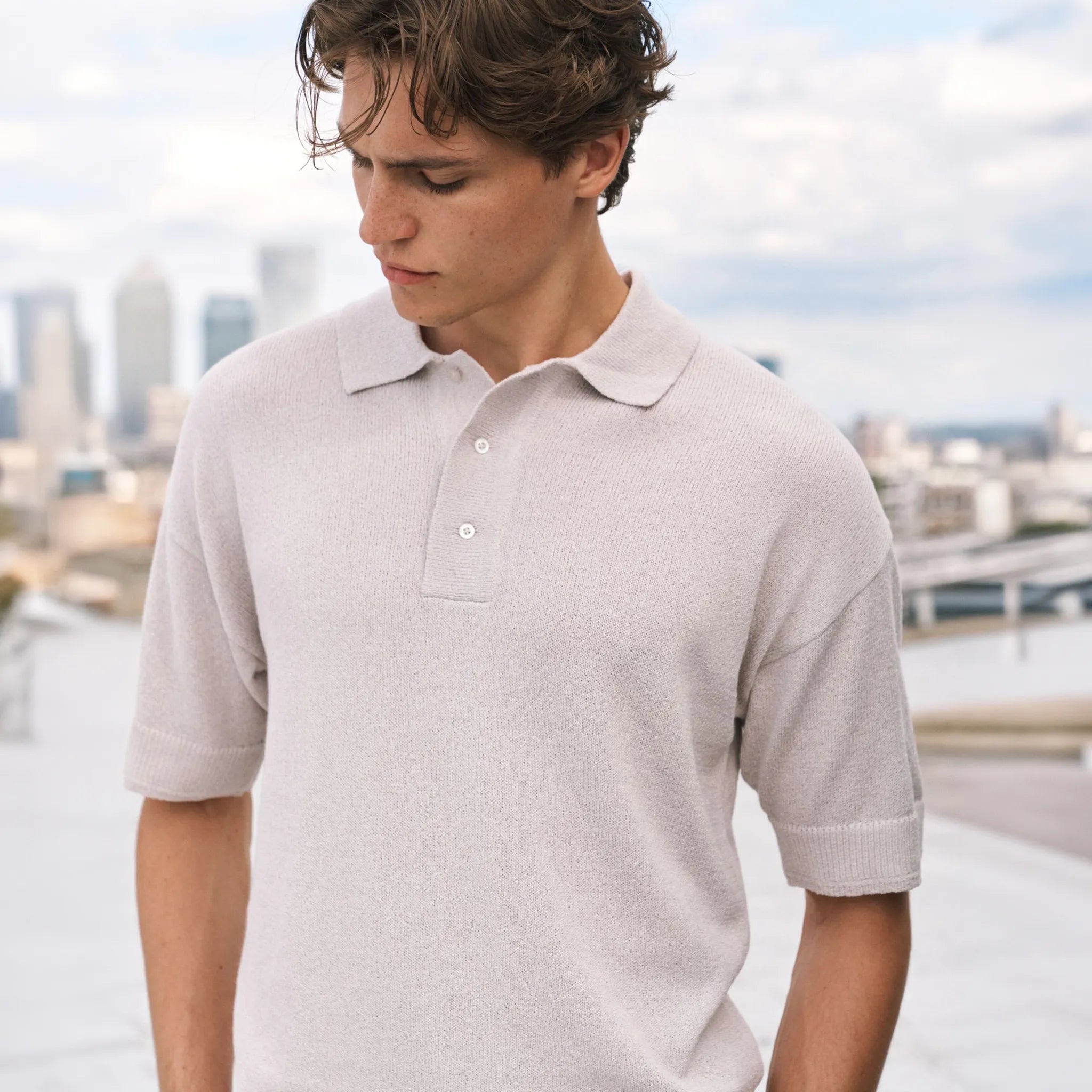 Detailed View The Couture Fine Gauge Knitted Mushroom Polo Shirt