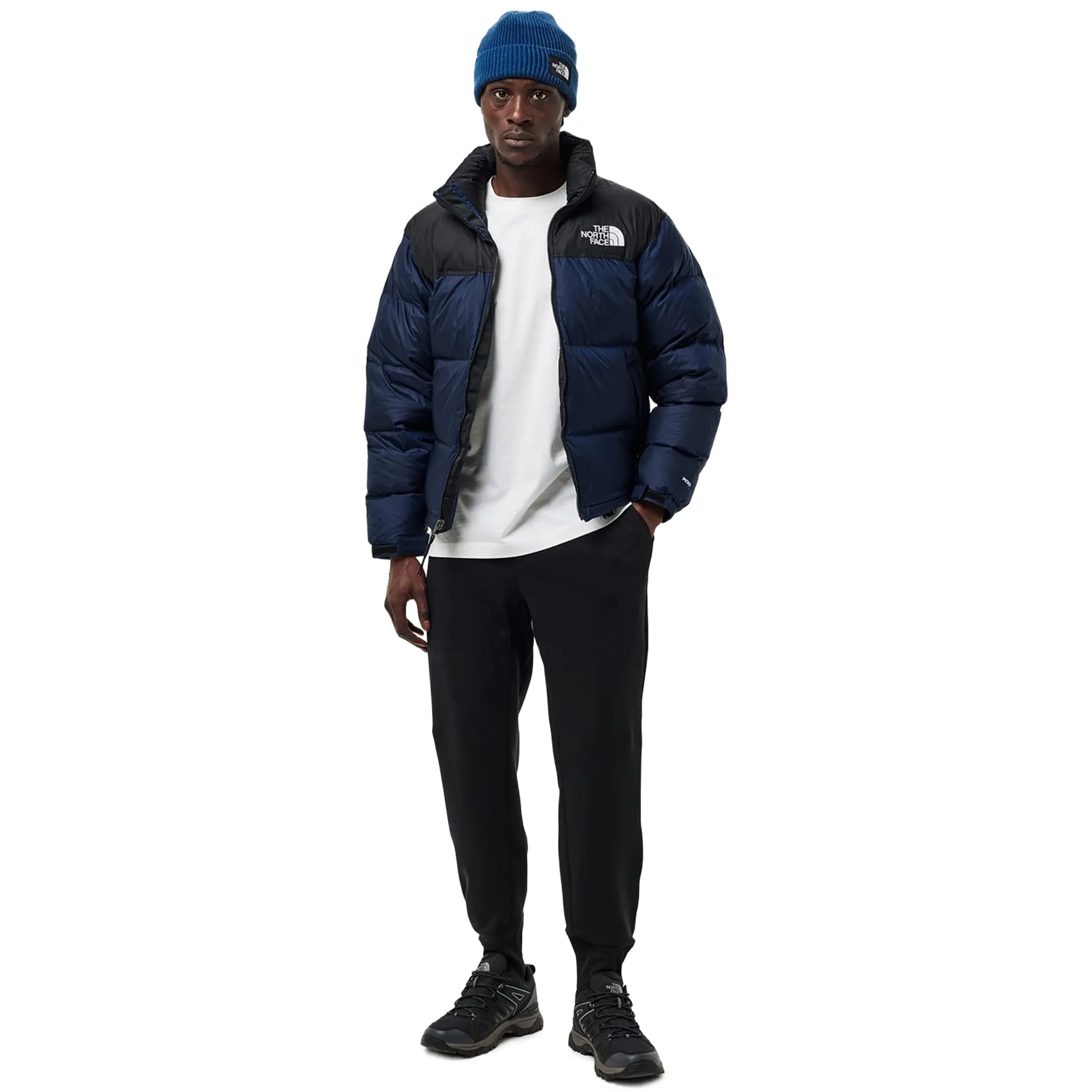 Model Full View of The North Face 1996 Retro TNF Navy Jacket
