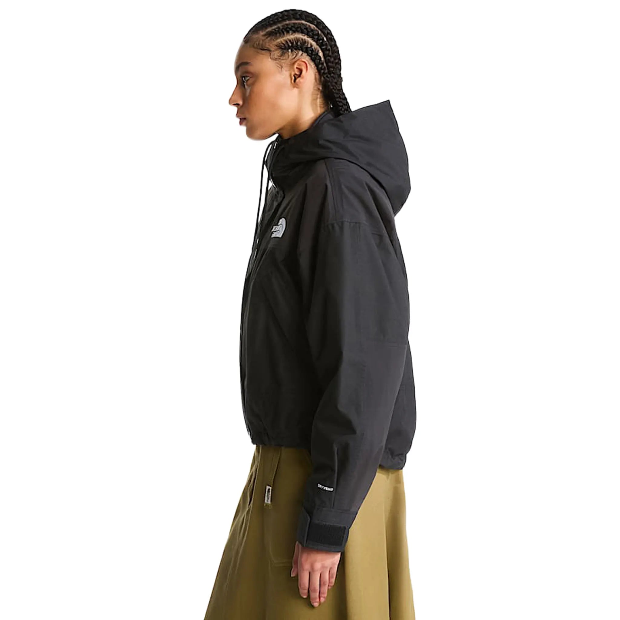 Side View of The North Face Mountain Short Black Jacket (W)