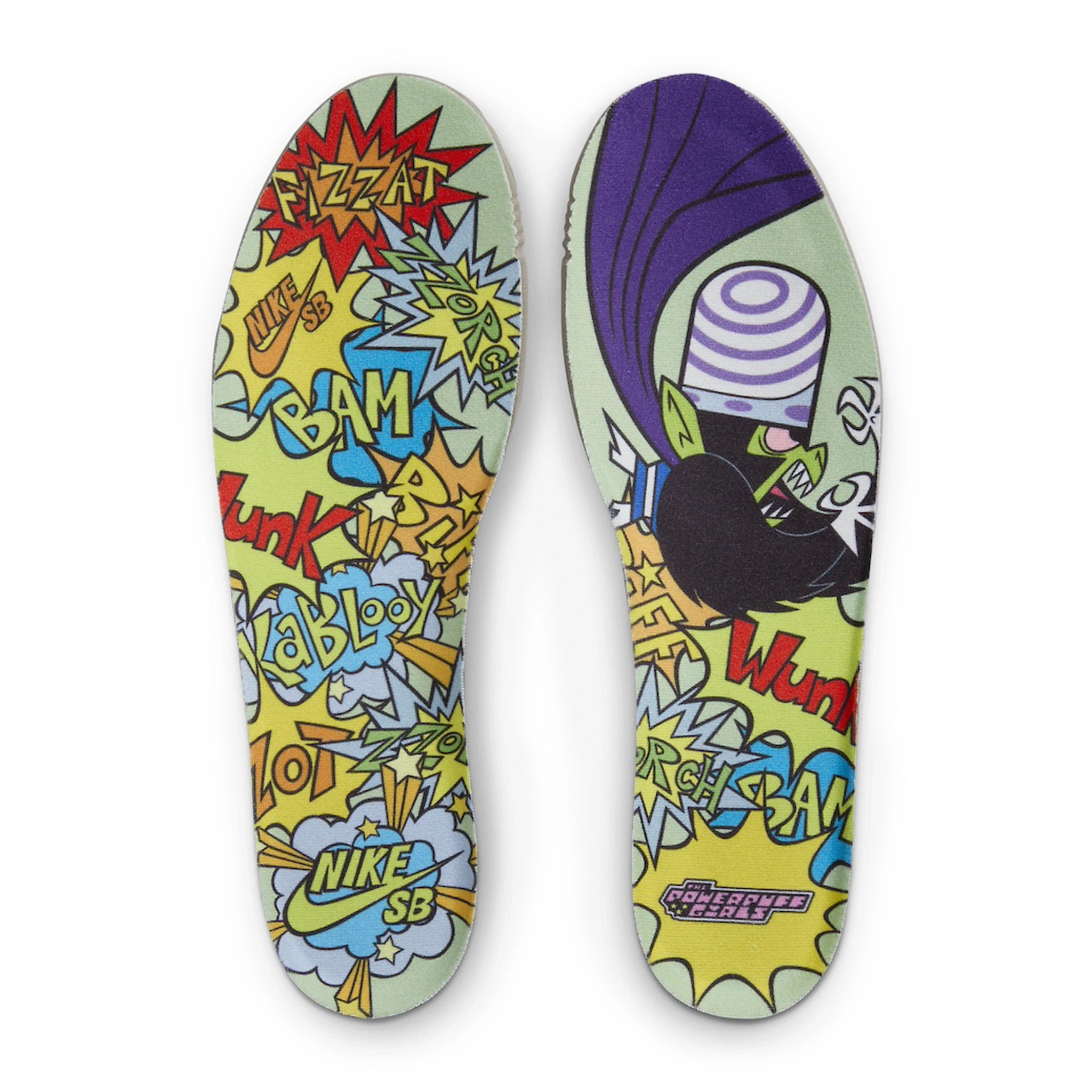 Insole view of The Powerpuff Girls x Nike SB Dunk Low Buttercup FZ8319-300