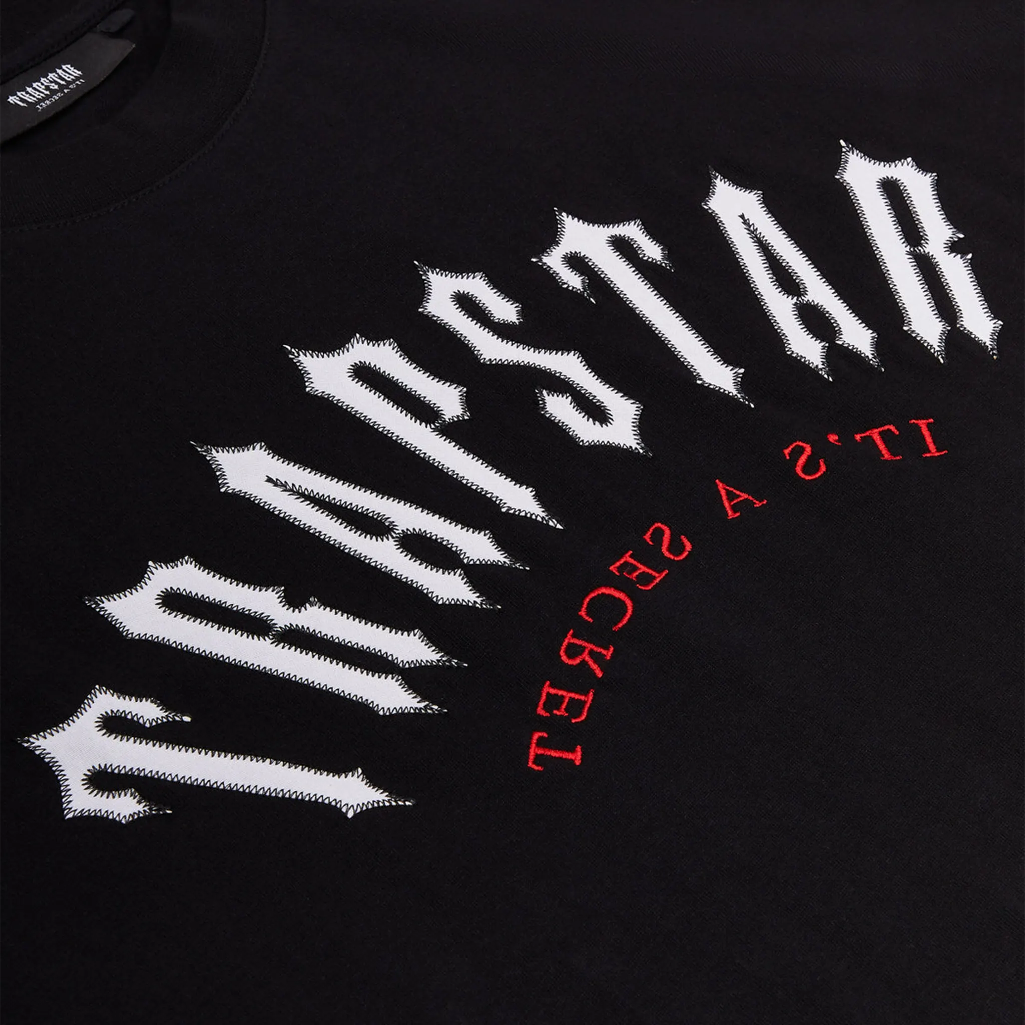 Detail view of Trapstar Arch Mesh Black T Shirt and Short Set