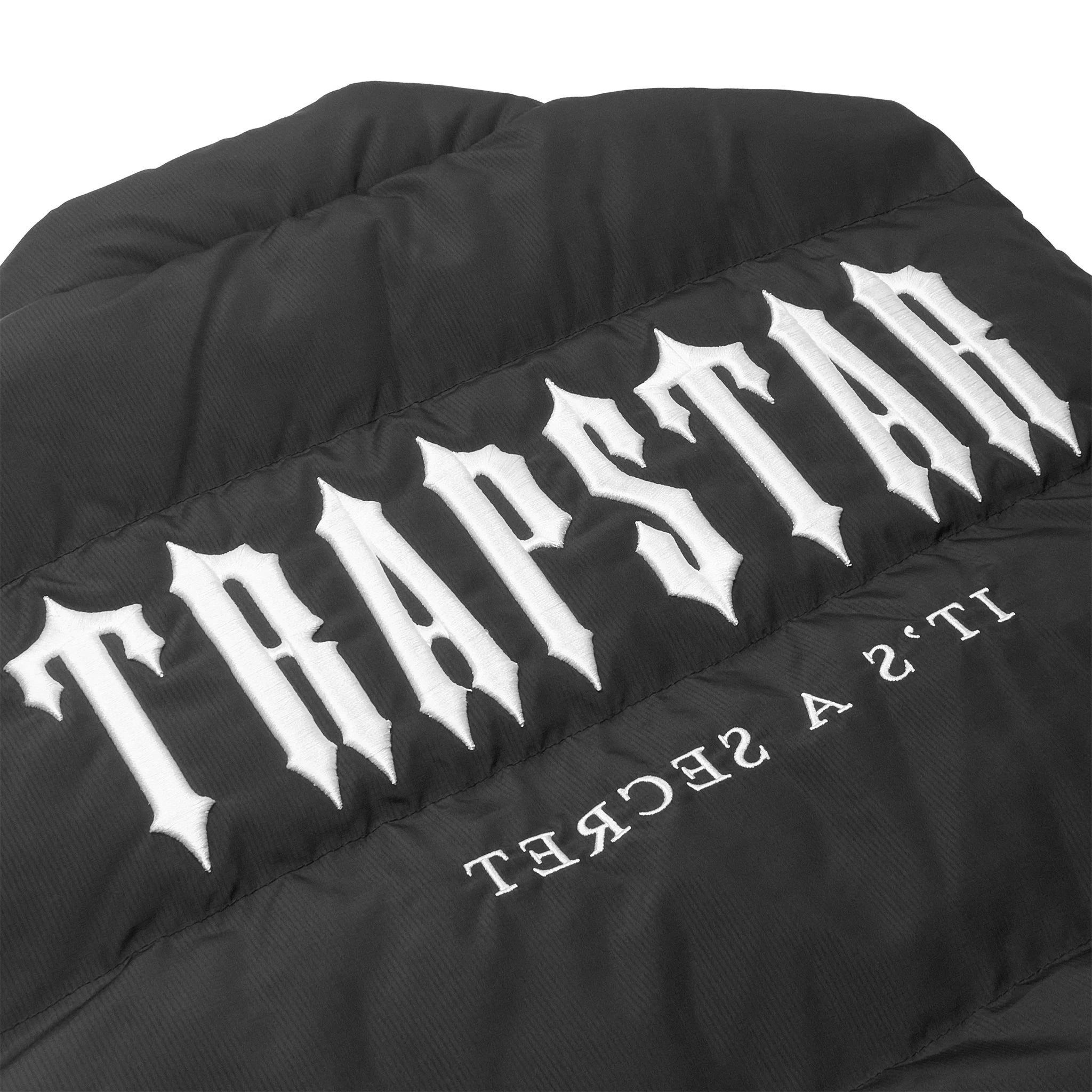 Back detail view of Trapstar Decoded Black White Gilet