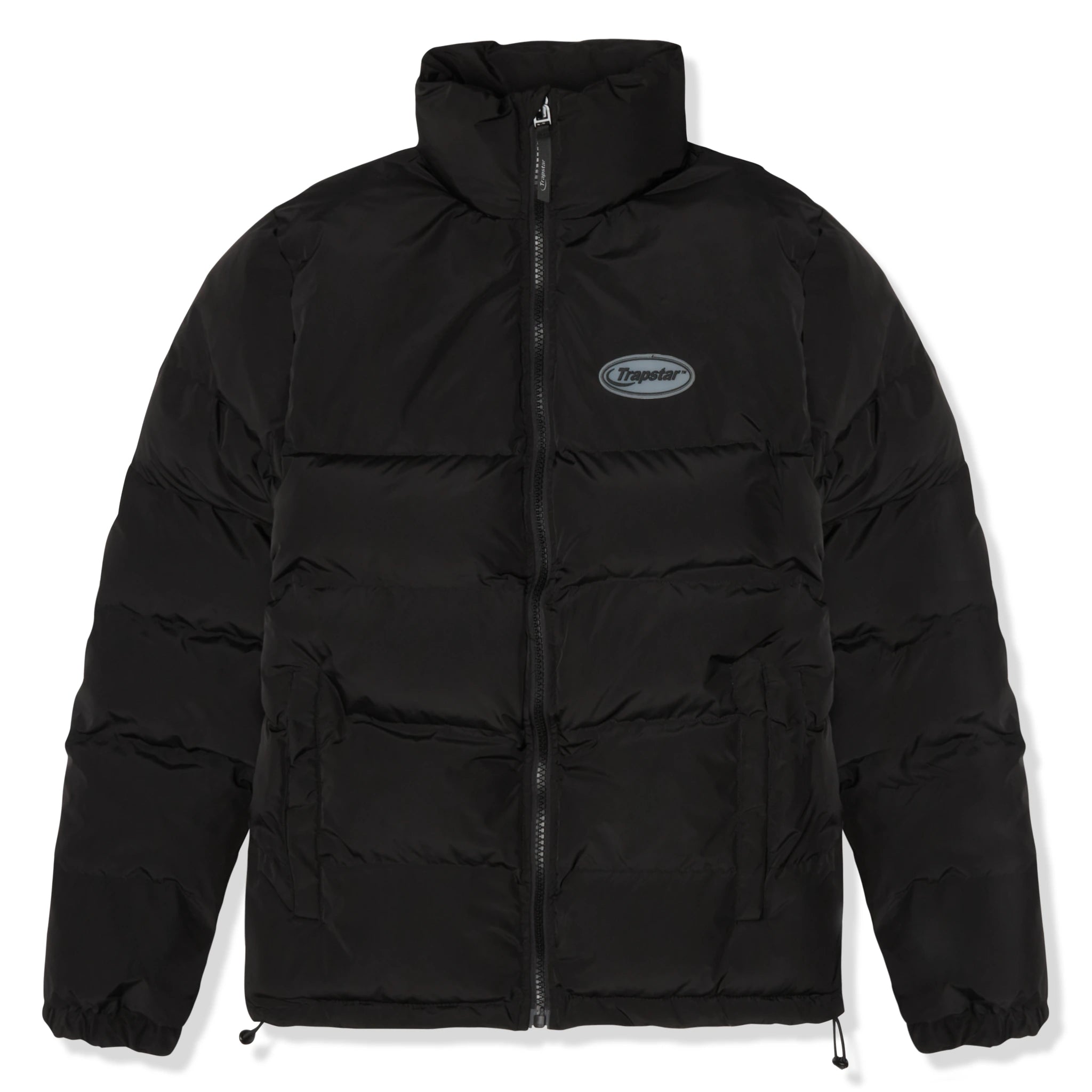Front view of Trapstar Hyperdrive Black White Puffer Nike Jacket