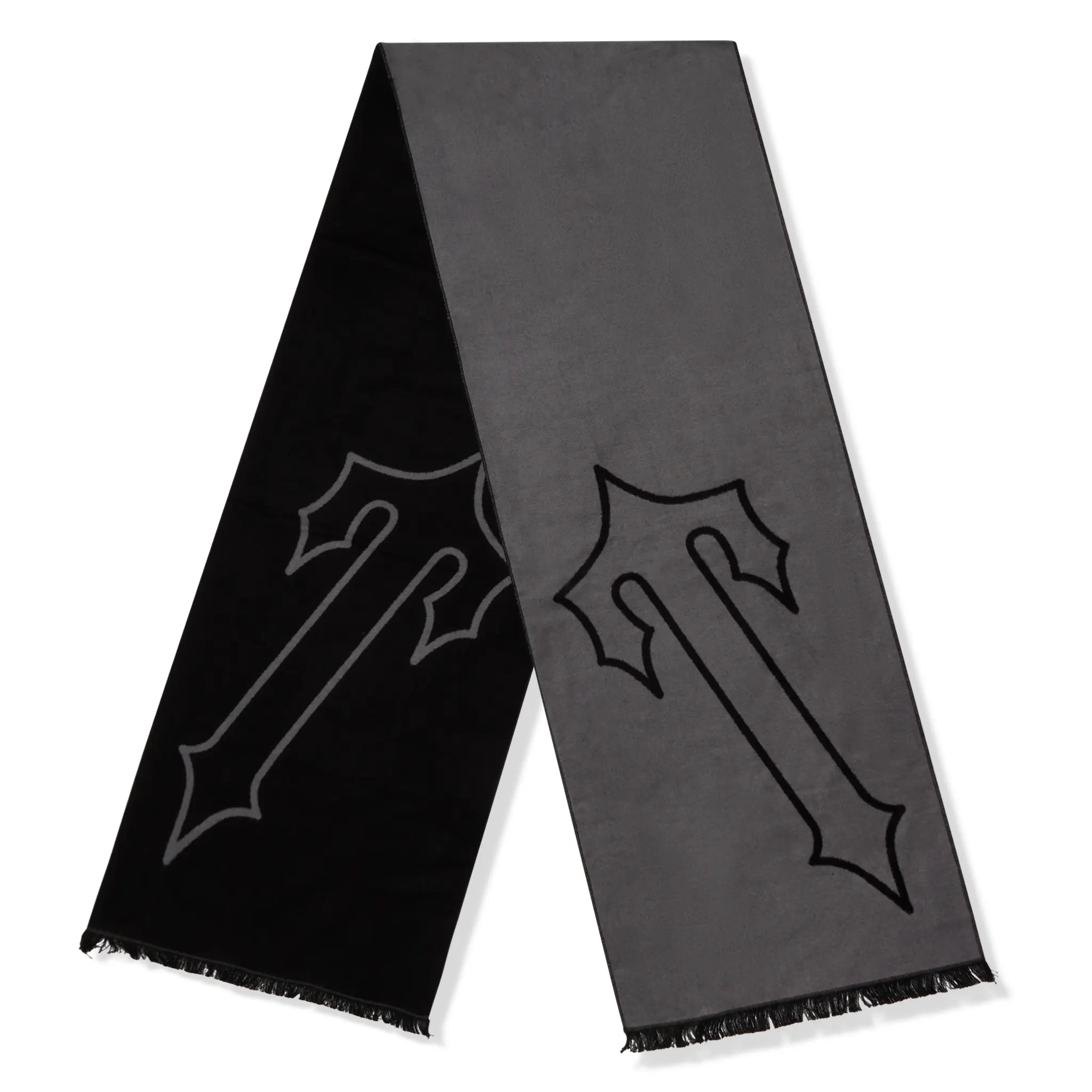 Back view of Trapstar Irongate Black Grey T Scarf 03492-08
