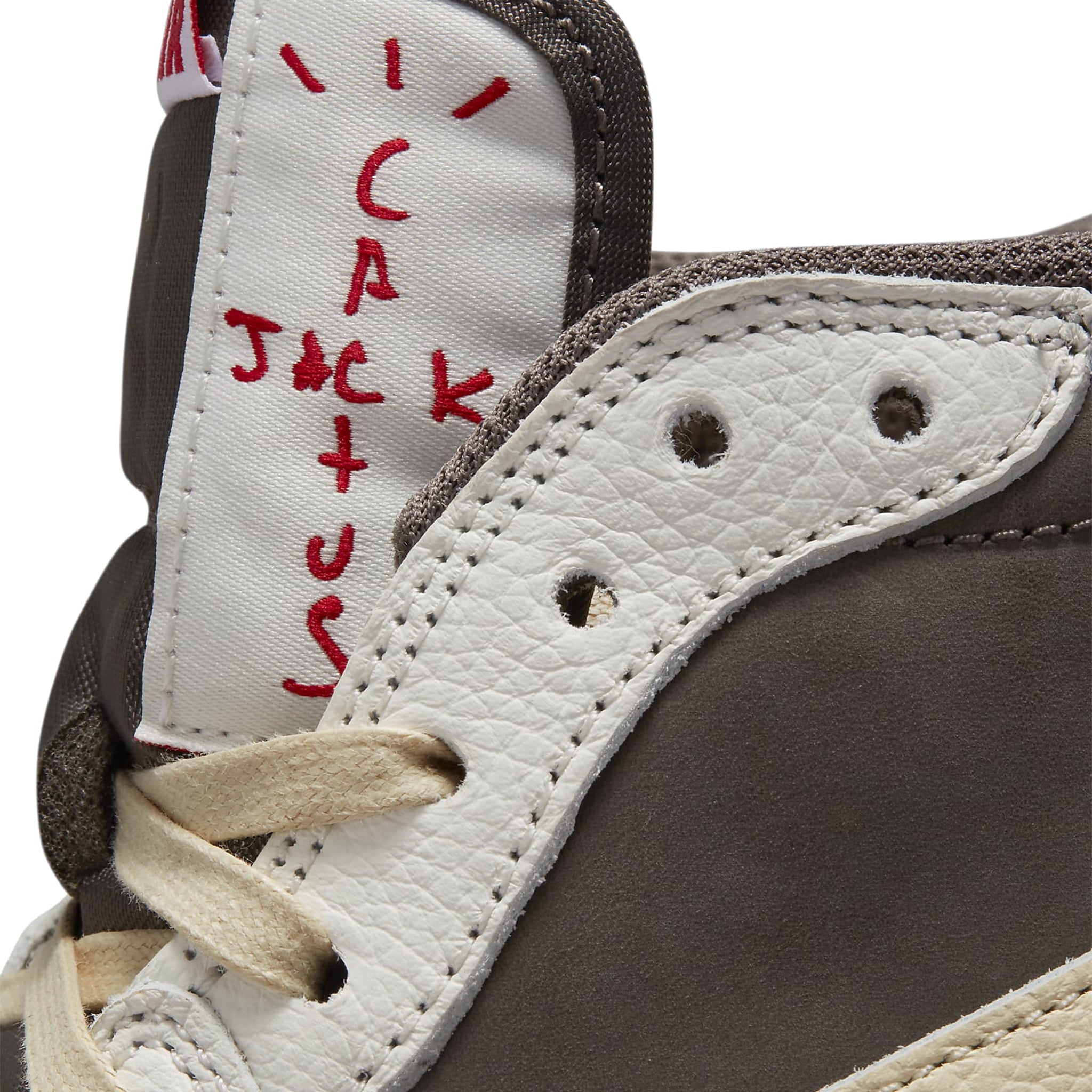 Logo view of Travis Scott x Air Jordan 1 Low OG SP Reverse Mocha DM7866-162