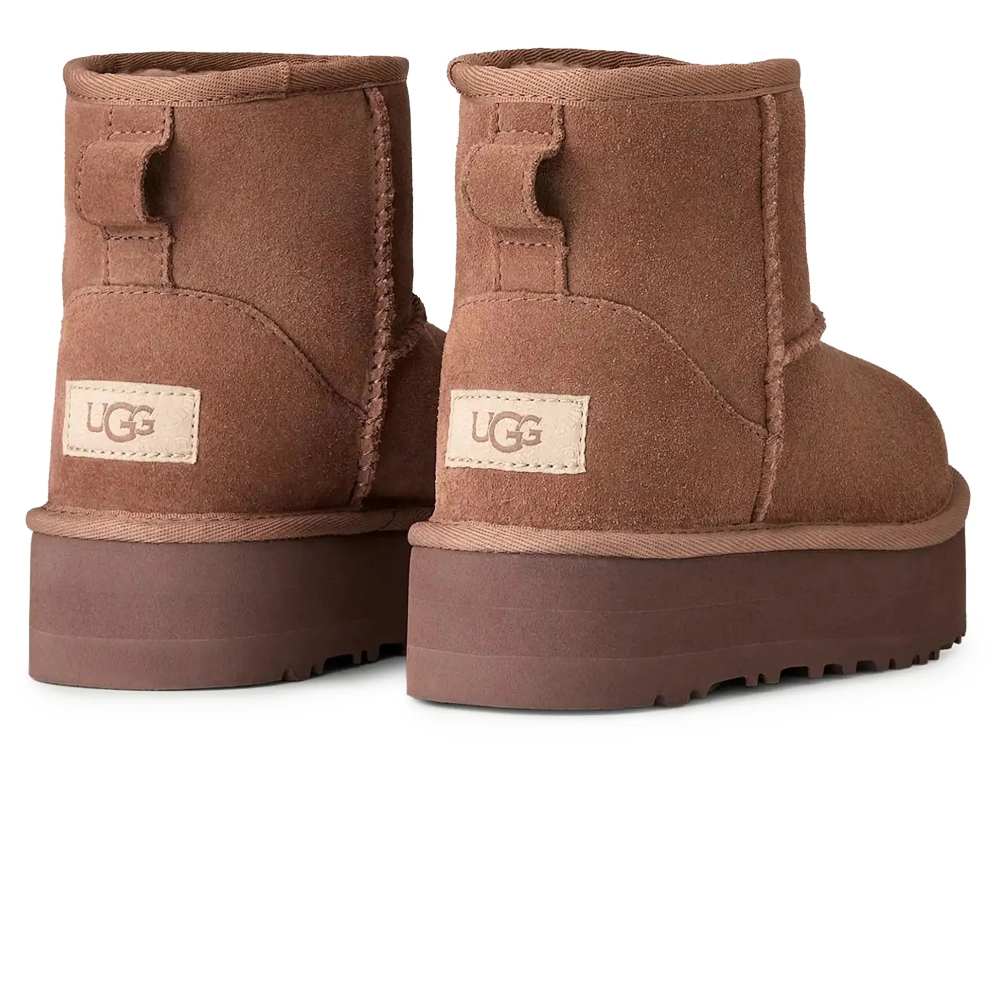 Back Side View of UGG Classic Mini Platform Girls Brown Boots UGGA5006154228