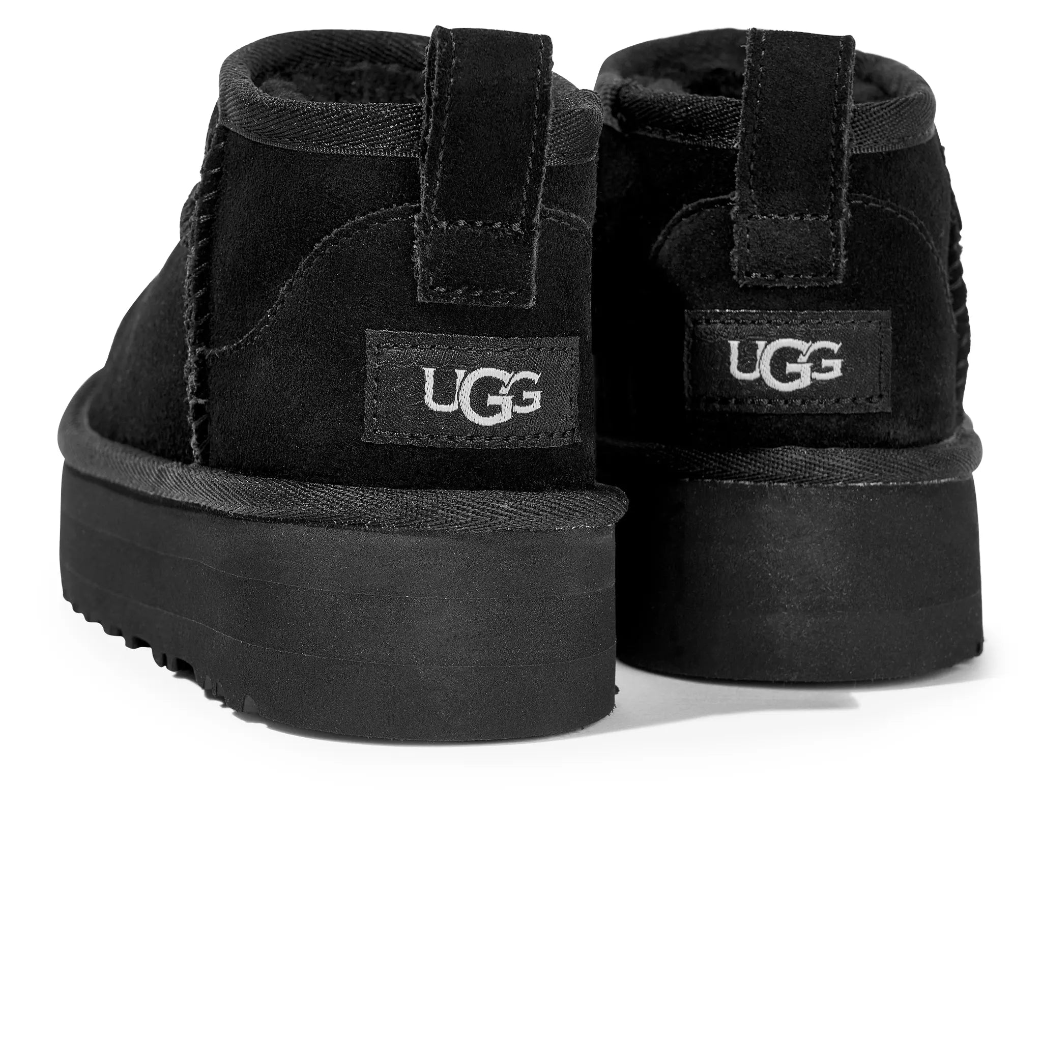 Back Side View of UGG Classic Ultra Mini Platform Girls Black Boots UGGS4010150228