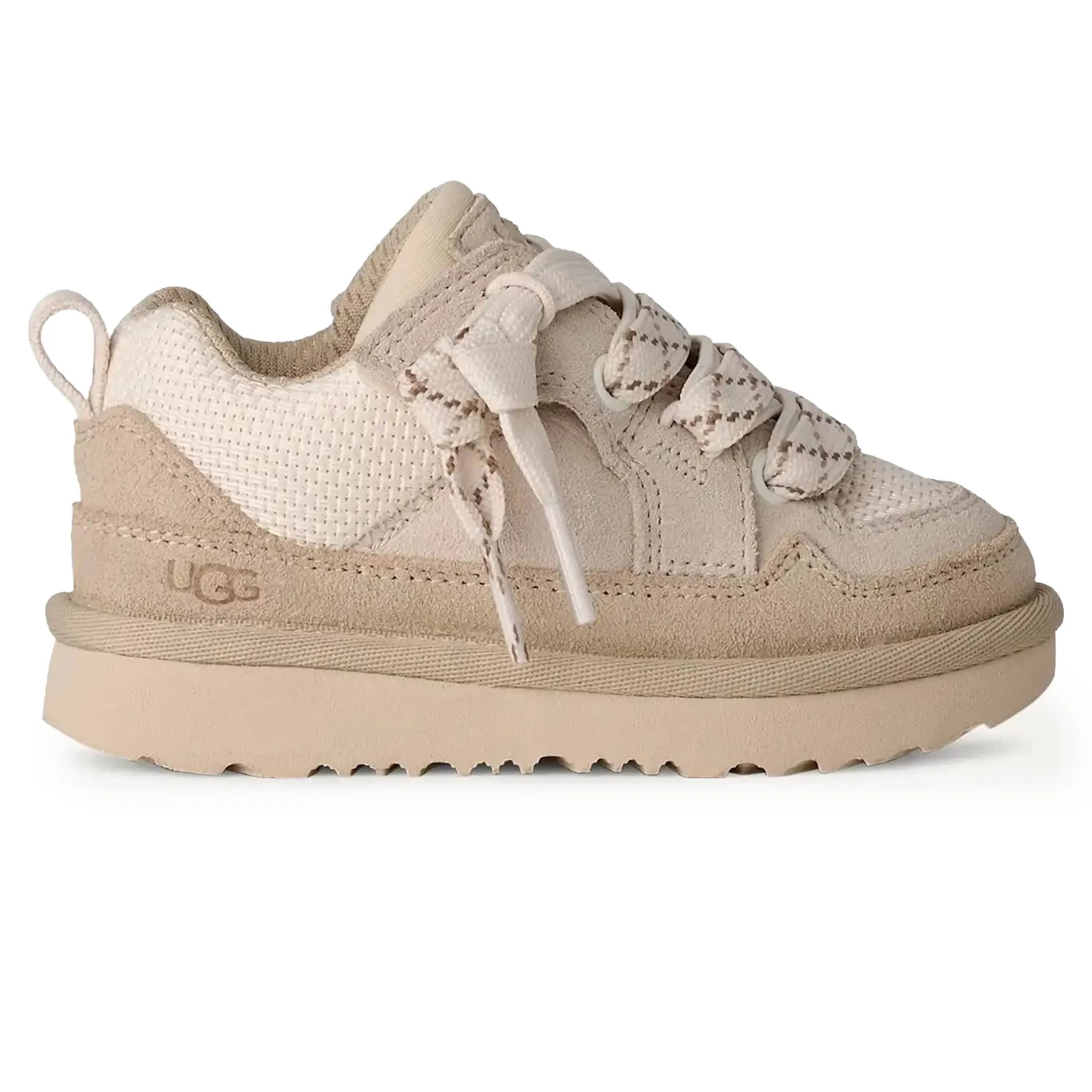 Side View of UGG Lo Lowmel Kids Ivory Trainers UGGA5014156231