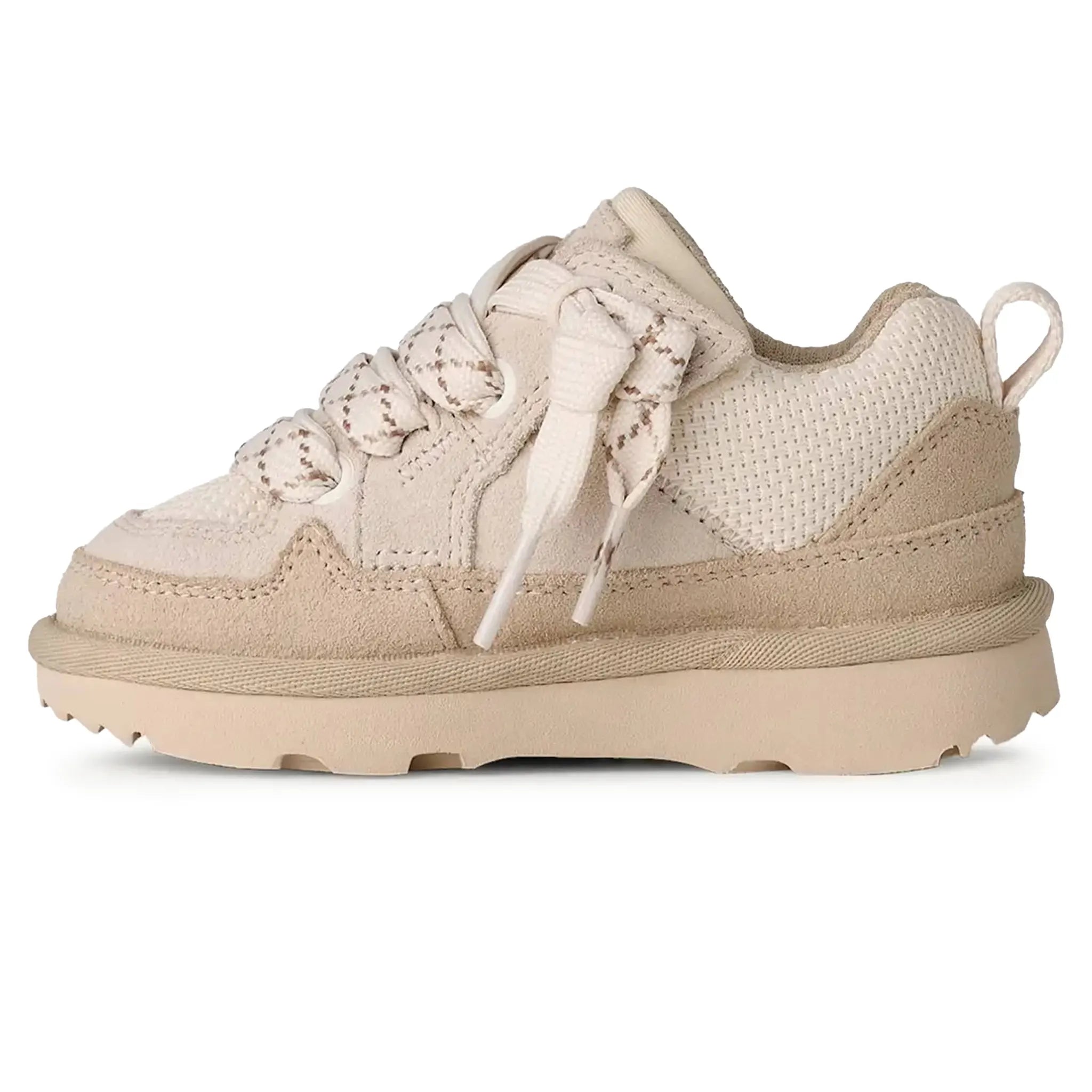 Side View of UGG Lo Lowmel Kids Ivory Trainers UGGA5014156231