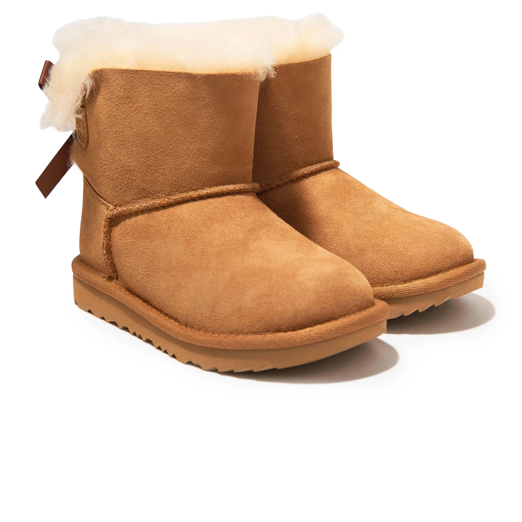 Front Side View of UGG Mini Bailey Bow II Girls Brown Boots UGGA2003101255