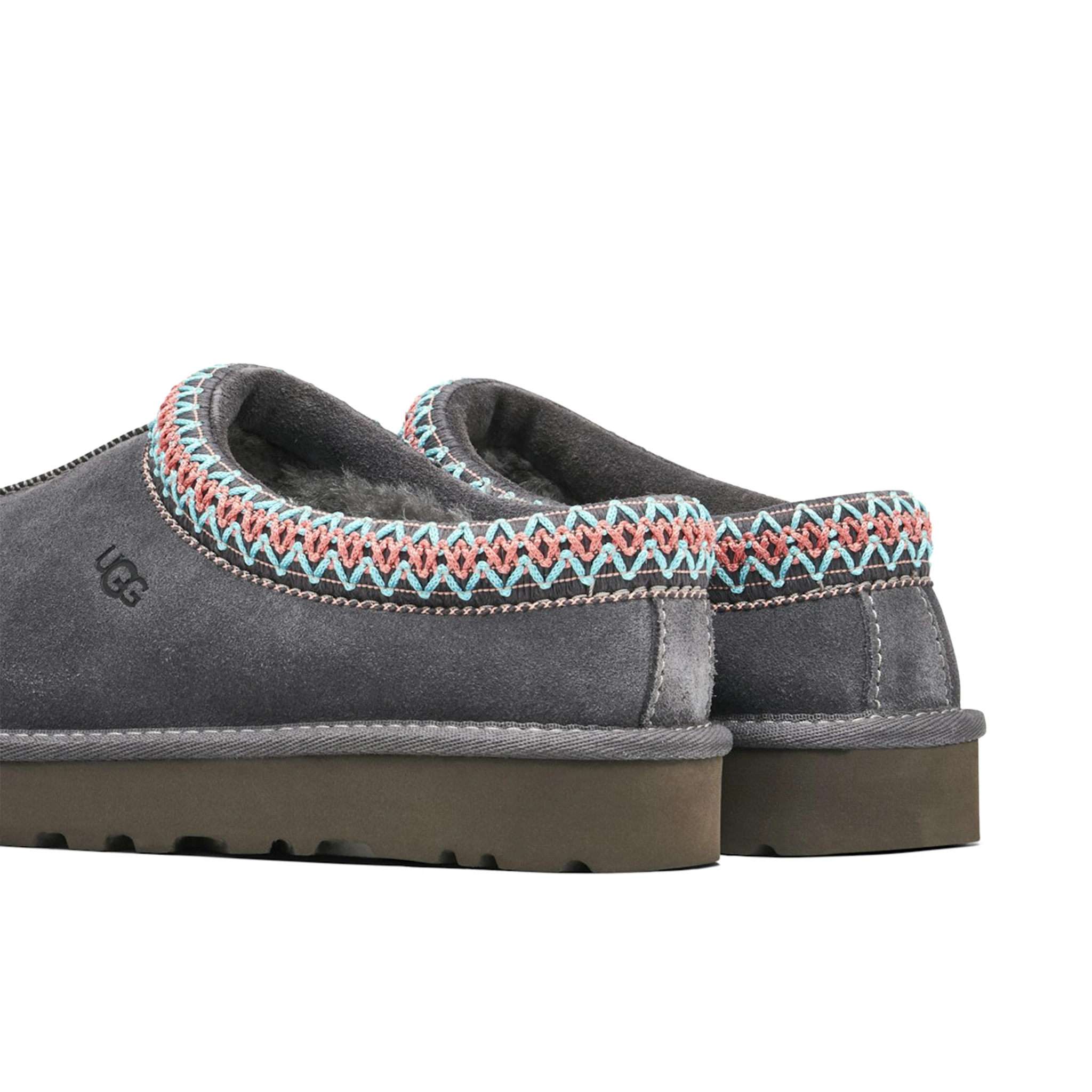 Back heel view of UGG Tasman Grey Slippers (W) 5955-DGRY
