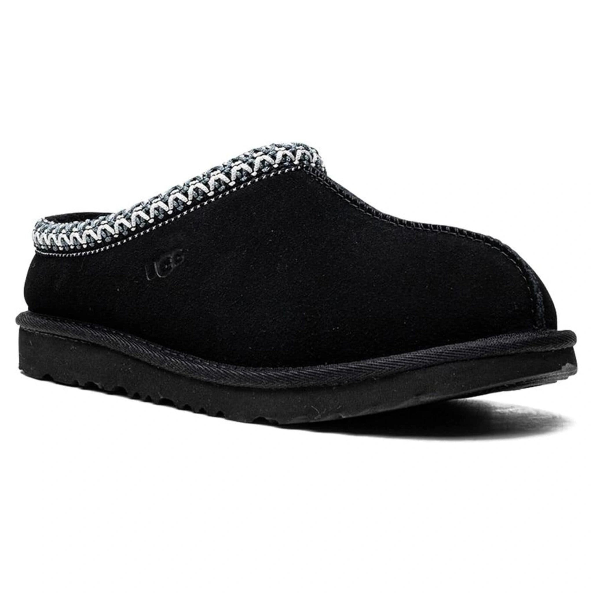 Front side view of UGG Tasman II Black Kids Slippers 1019066K-BLK