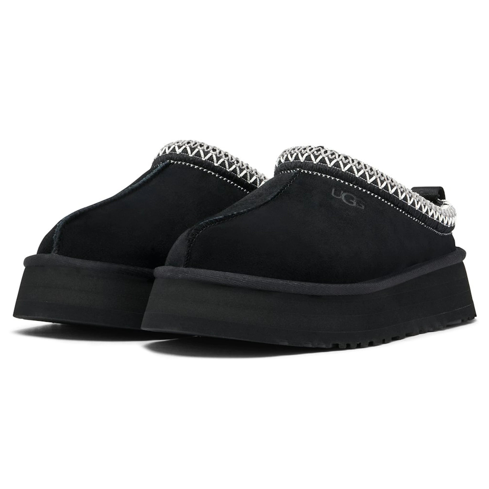 Front Side view of UGG Tazz Black Slippers (W) 1122553-BLK