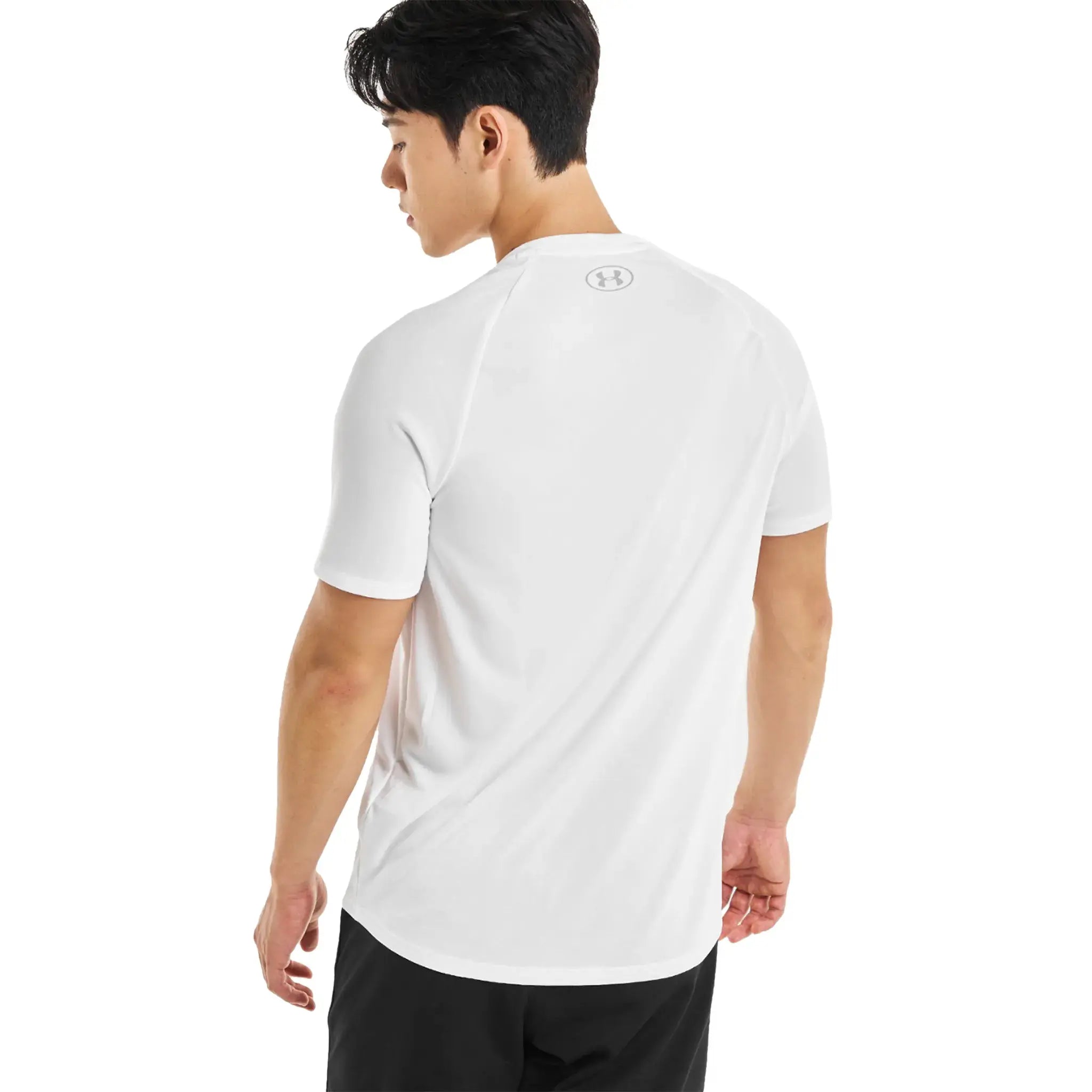 Front view of Under Armour Ua Tech White Black T Shirt & Shorts 1326413 | 1383356