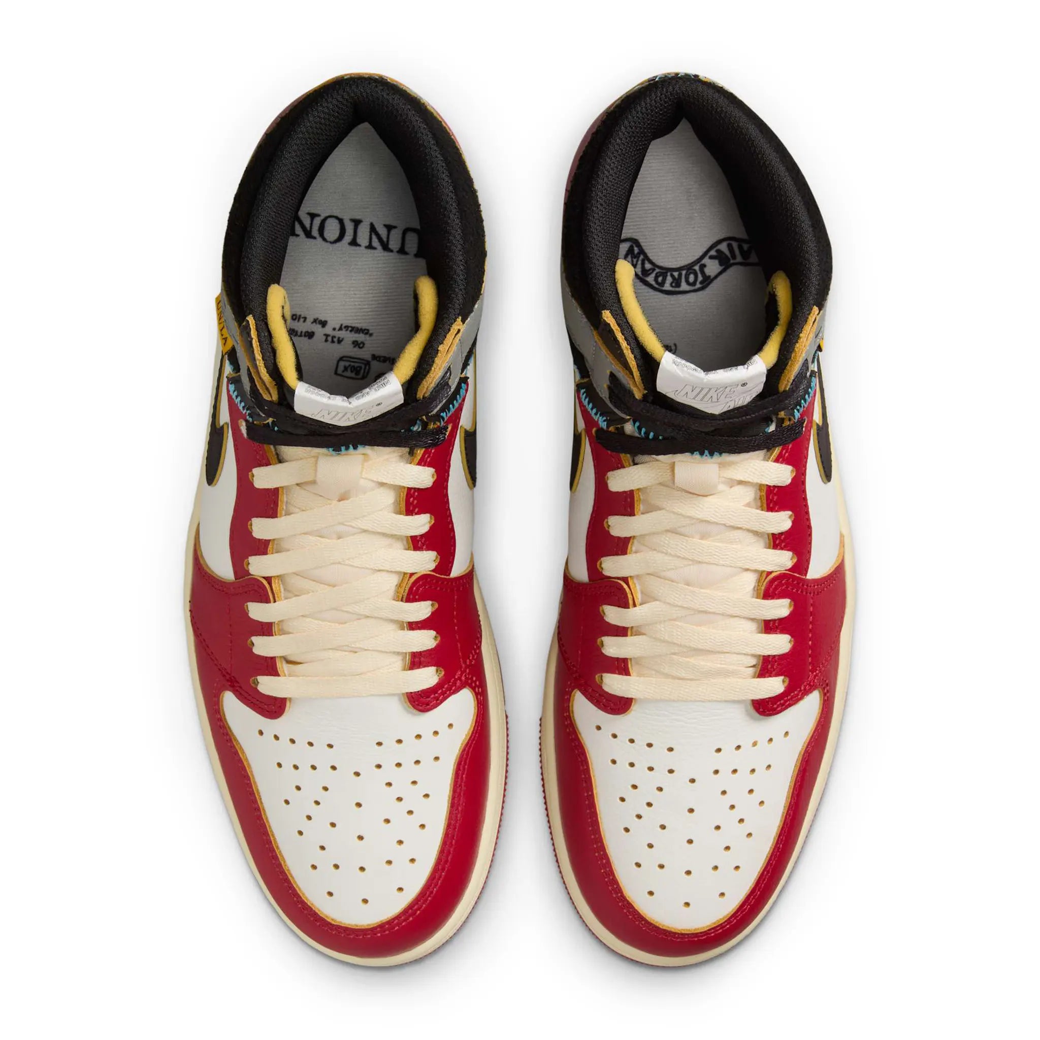 Top view of Union LA x Air Jordan 1 Retro High OG SP Chicago Shadow HV8563-600