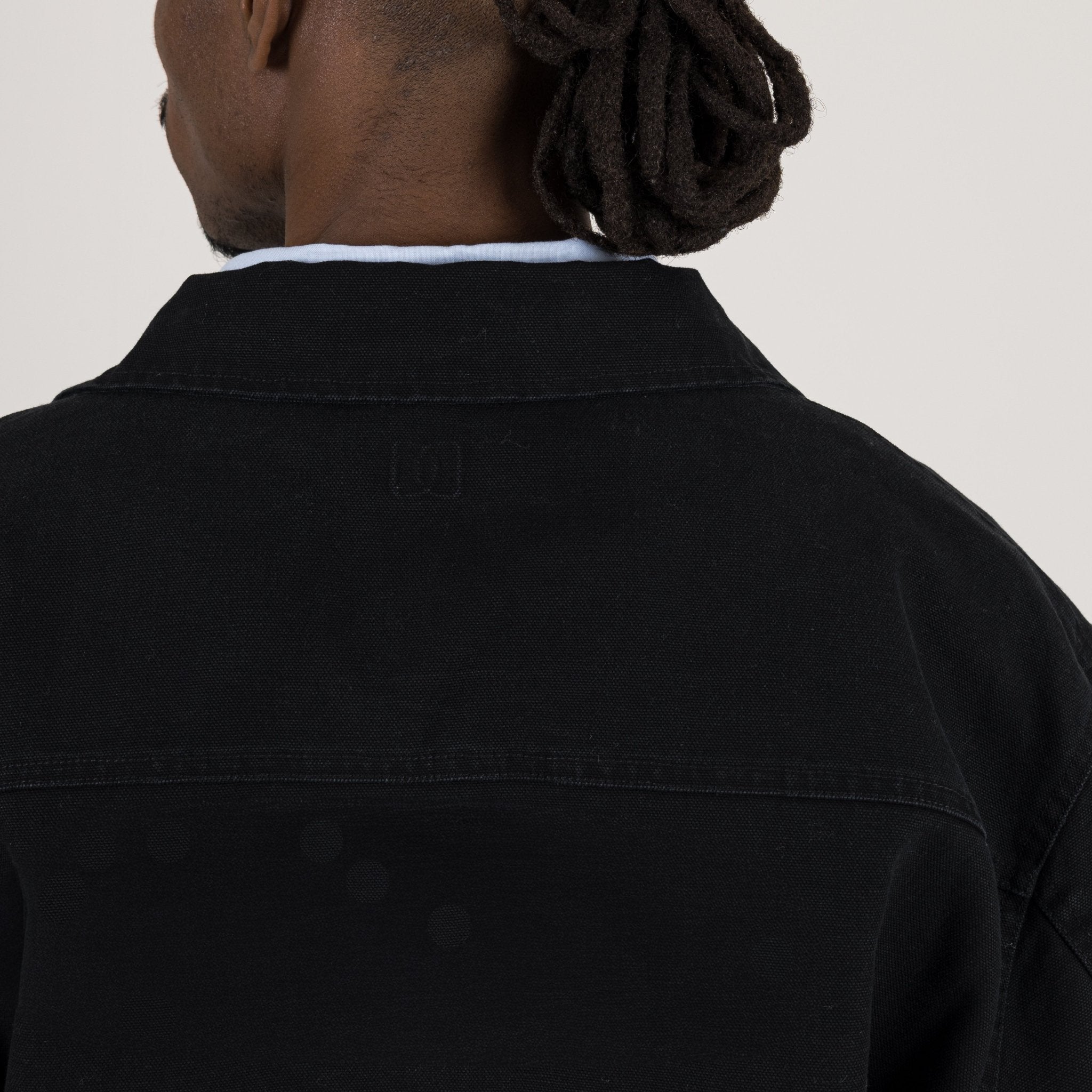 Detail view of Destructive Utility Trucker Vintage Black Jacket